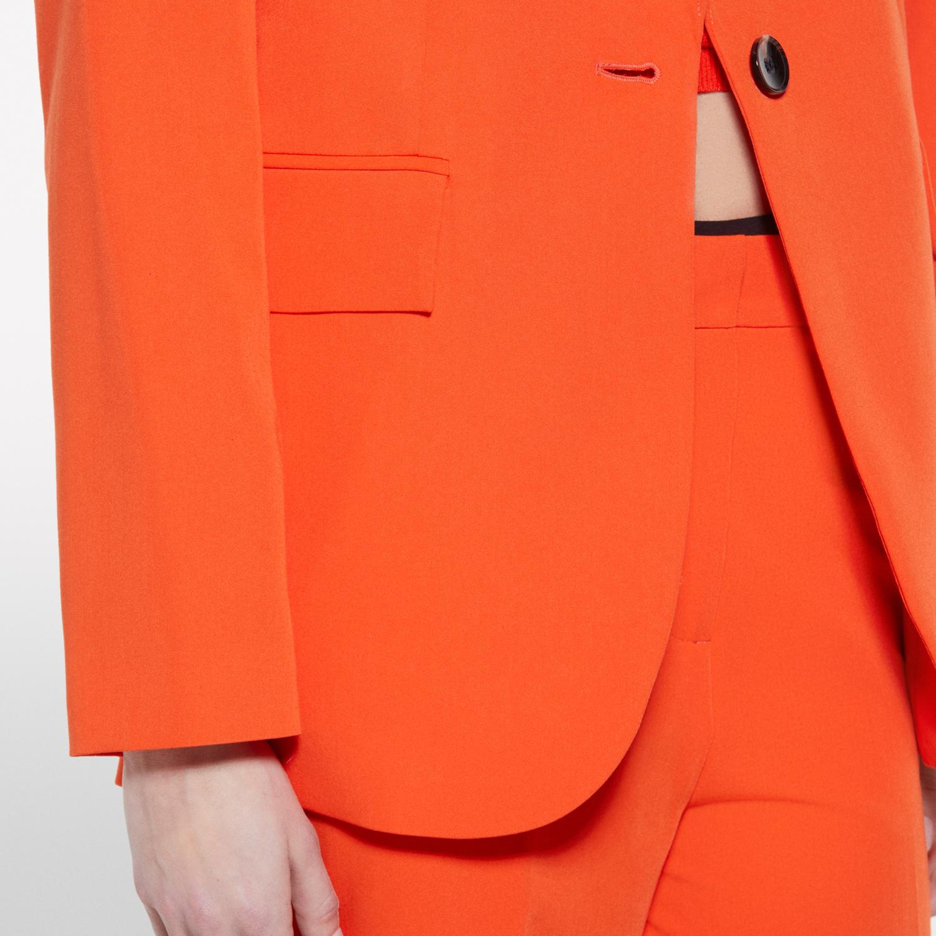 Kadın Nar Çiçeği Streç Viskozlu Tek Düğmeli Regular Fit Blazer Ceket