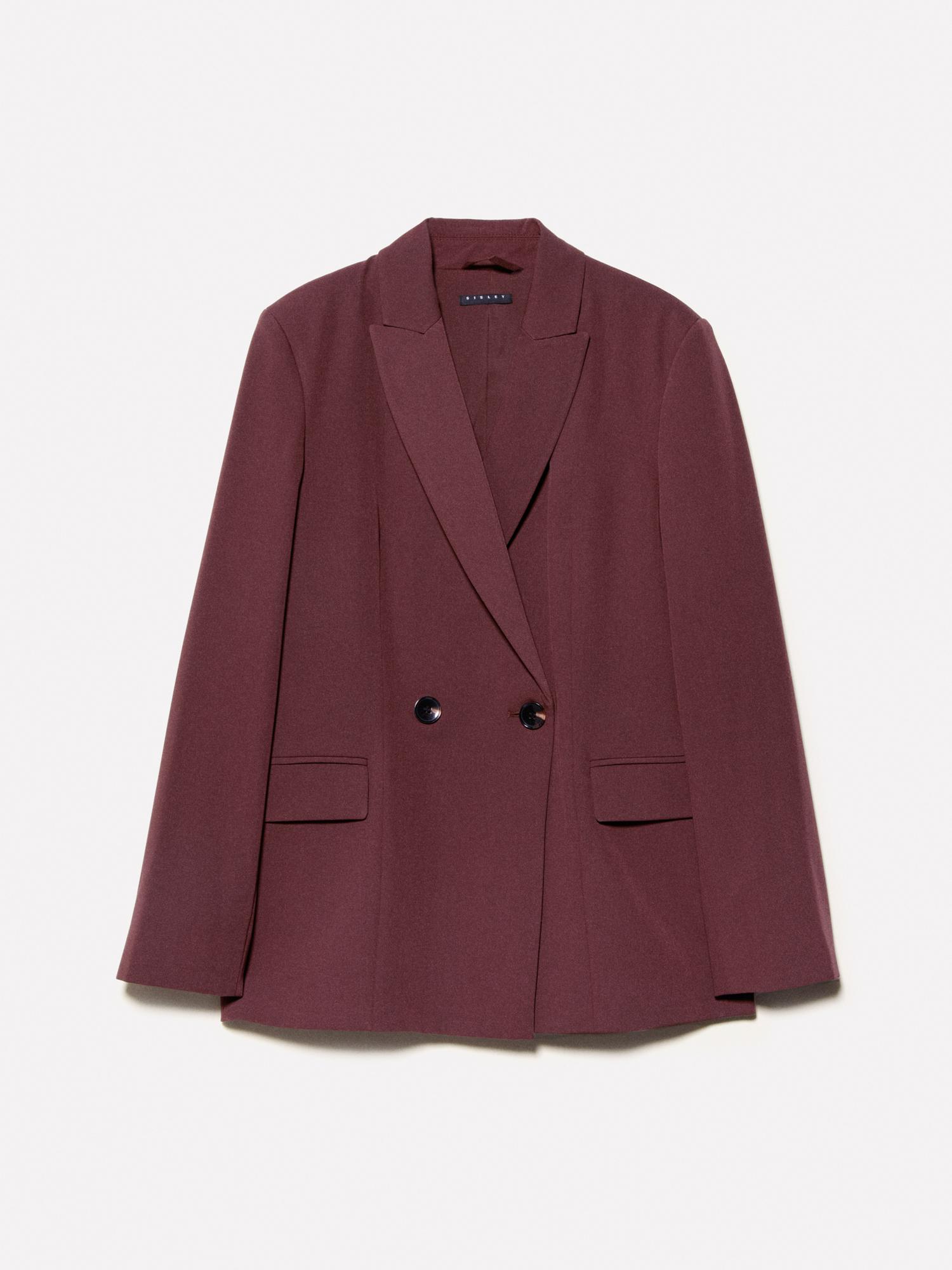 Kadın Koyu kahverengi Streç Viskozlu Düğme Detaylı Regular Fit Blazer Ceket
