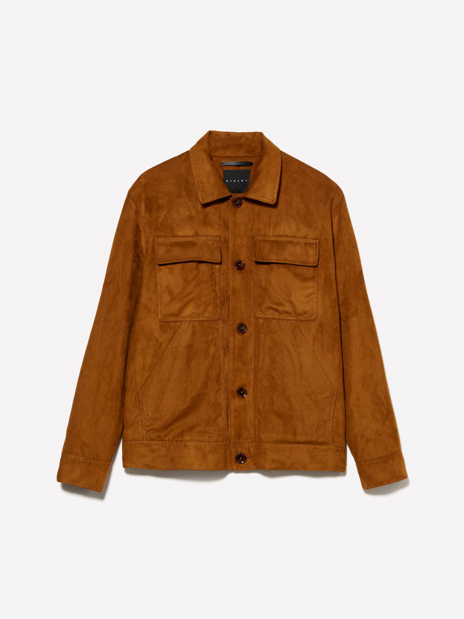 Erkek Vizon Suni Süet Regular Fit Harrington Ceket