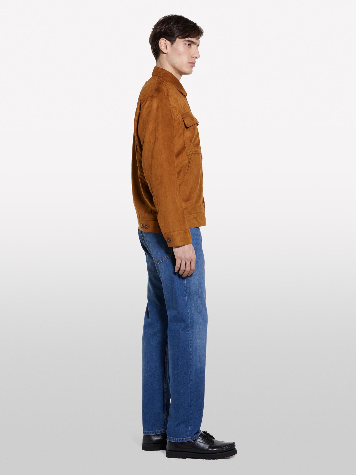 Erkek Vizon Suni Süet Regular Fit Harrington Ceket