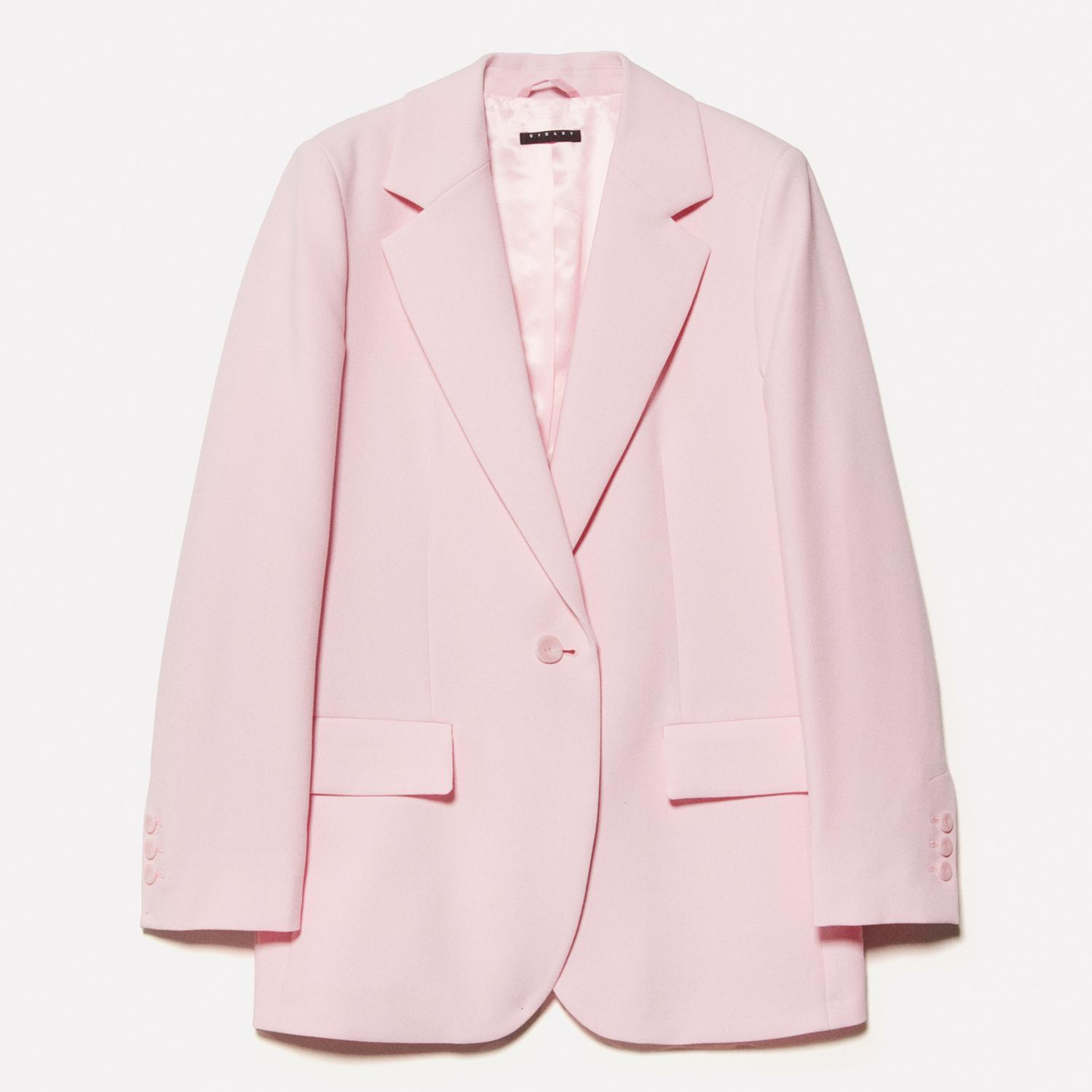 Kadın Açık Pembe Viskoz Karışımlı Arkası Yırtmaçlı Slim Fit Ceket