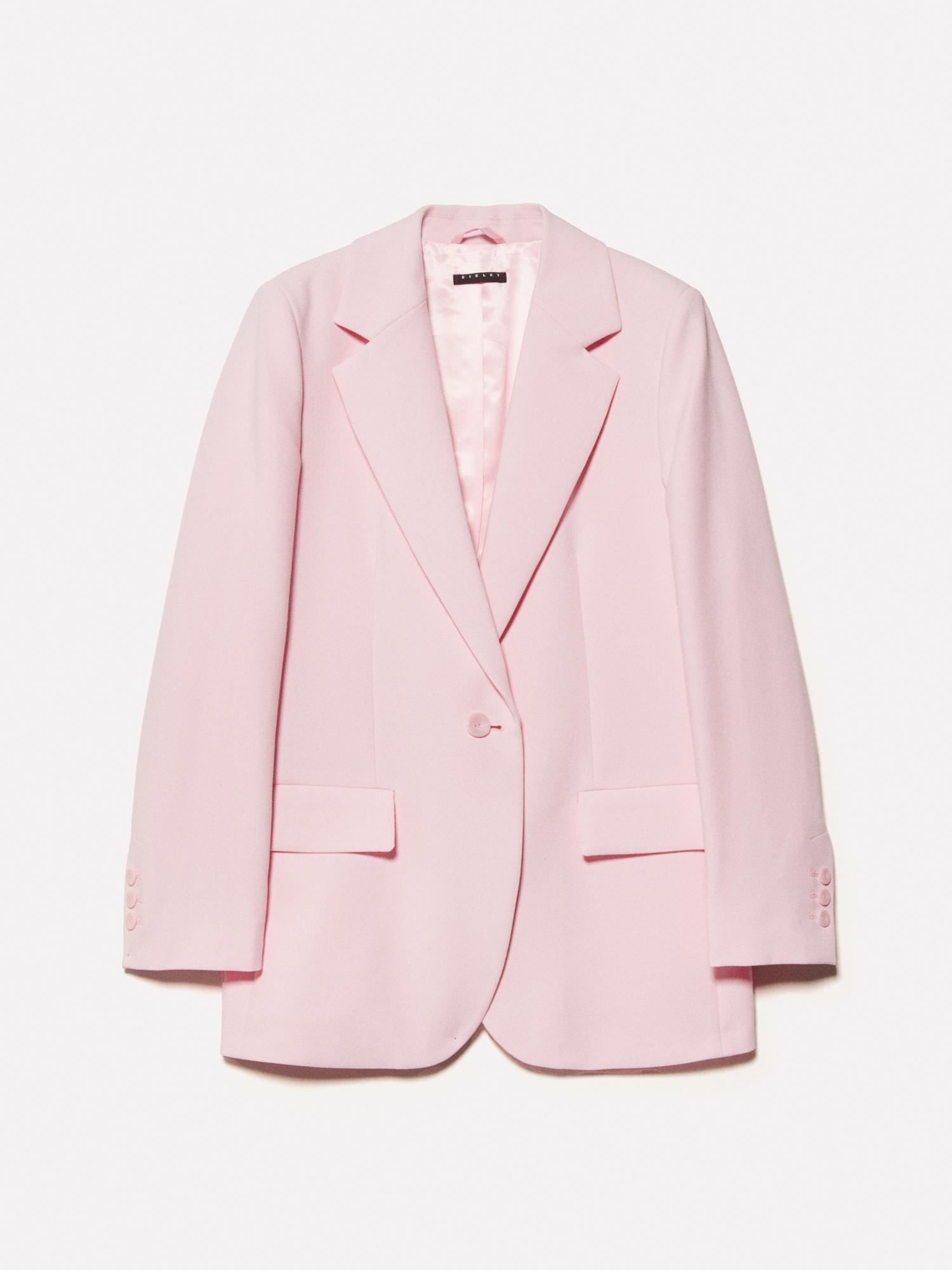 Kadın Açık Pembe Viskoz Karışımlı Arkası Yırtmaçlı Slim Fit Ceket
