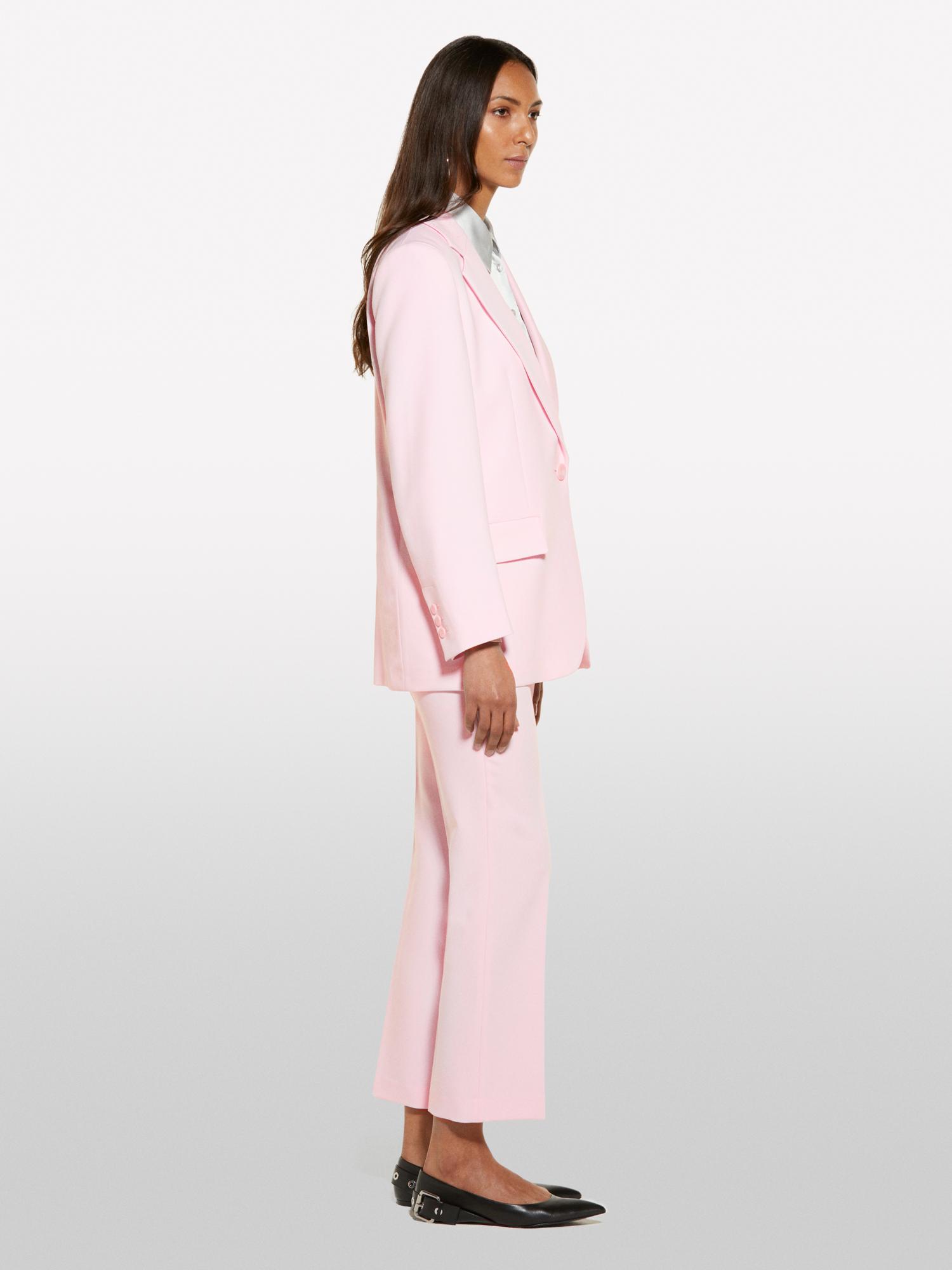 Kadın Açık Pembe Viskoz Karışımlı Arkası Yırtmaçlı Slim Fit Ceket