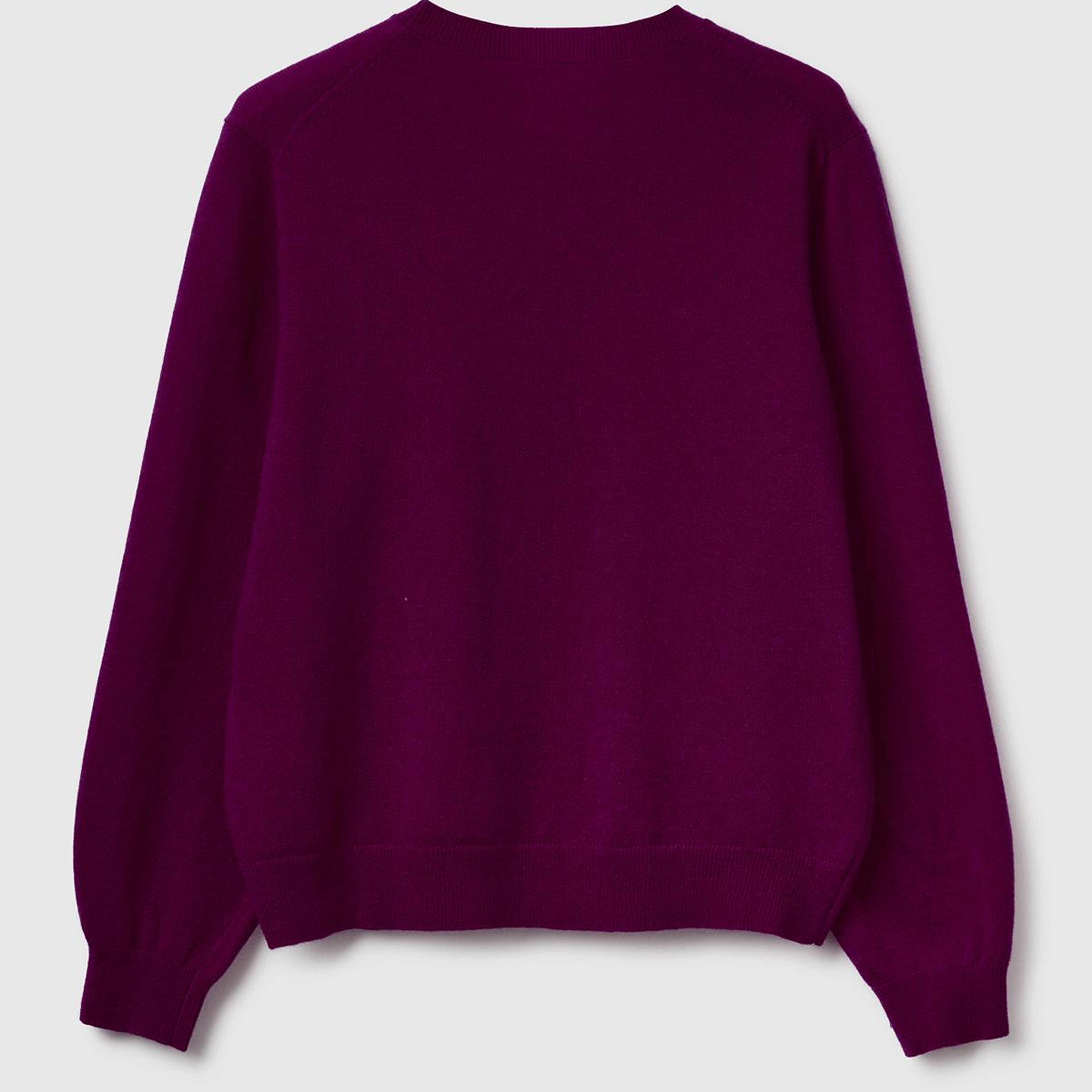 Kadın Mürdüm %100 Merino Ribana Detaylı Bisiklet Yaka Kazak