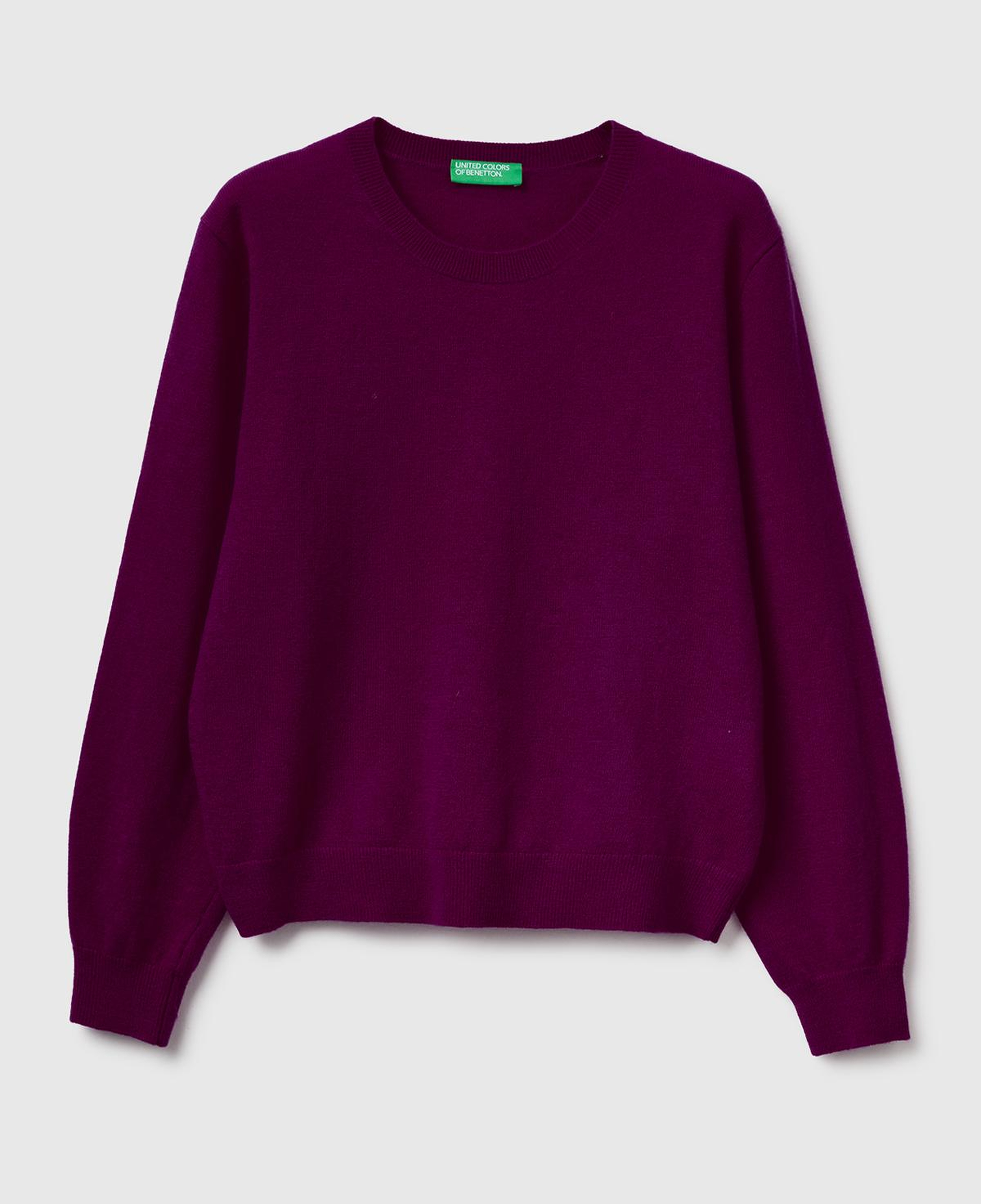 Kadın Mürdüm %100 Merino Ribana Detaylı Bisiklet Yaka Kazak