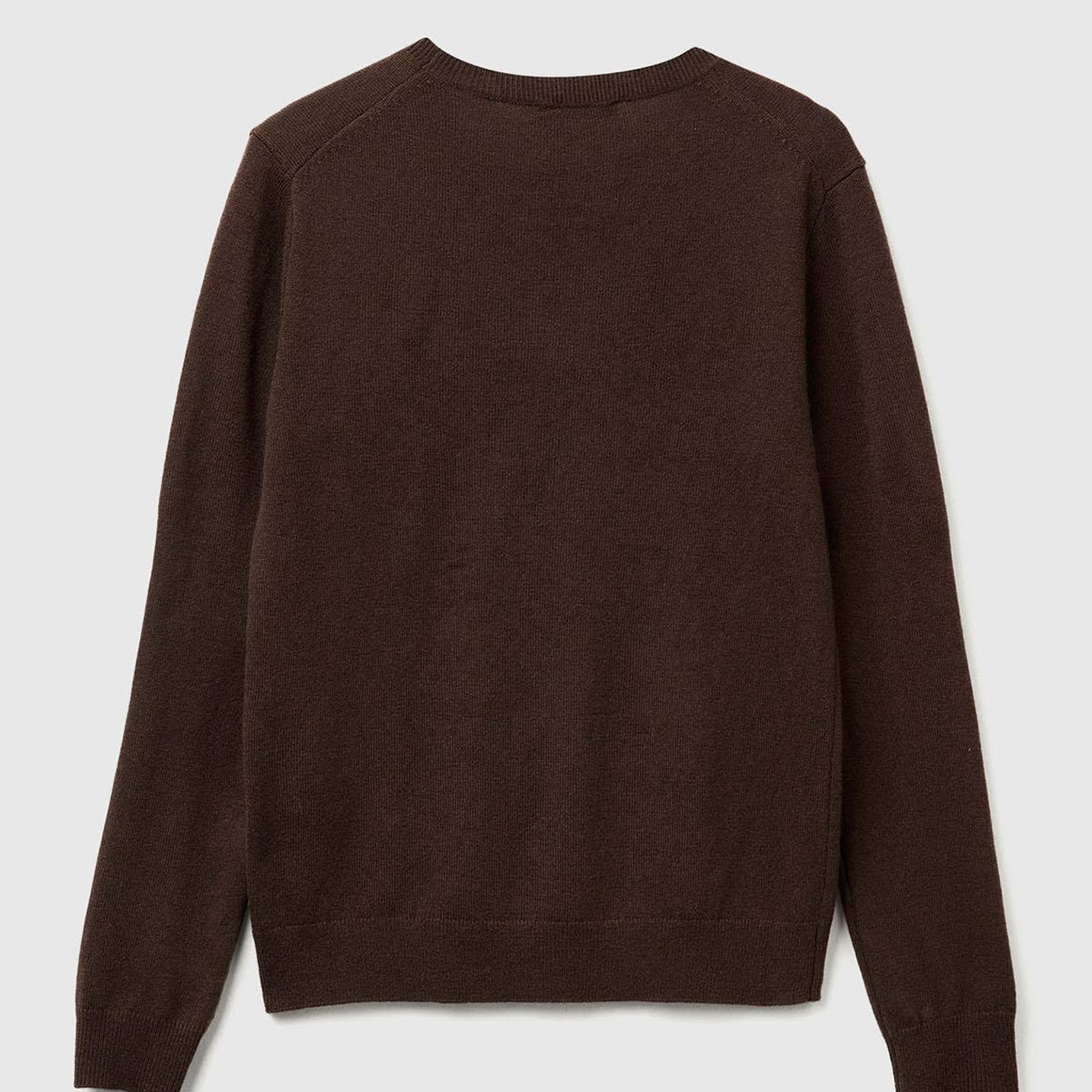 Kadın Koyu Kahverengi %100 Merino Bisiklet Yaka Kazak