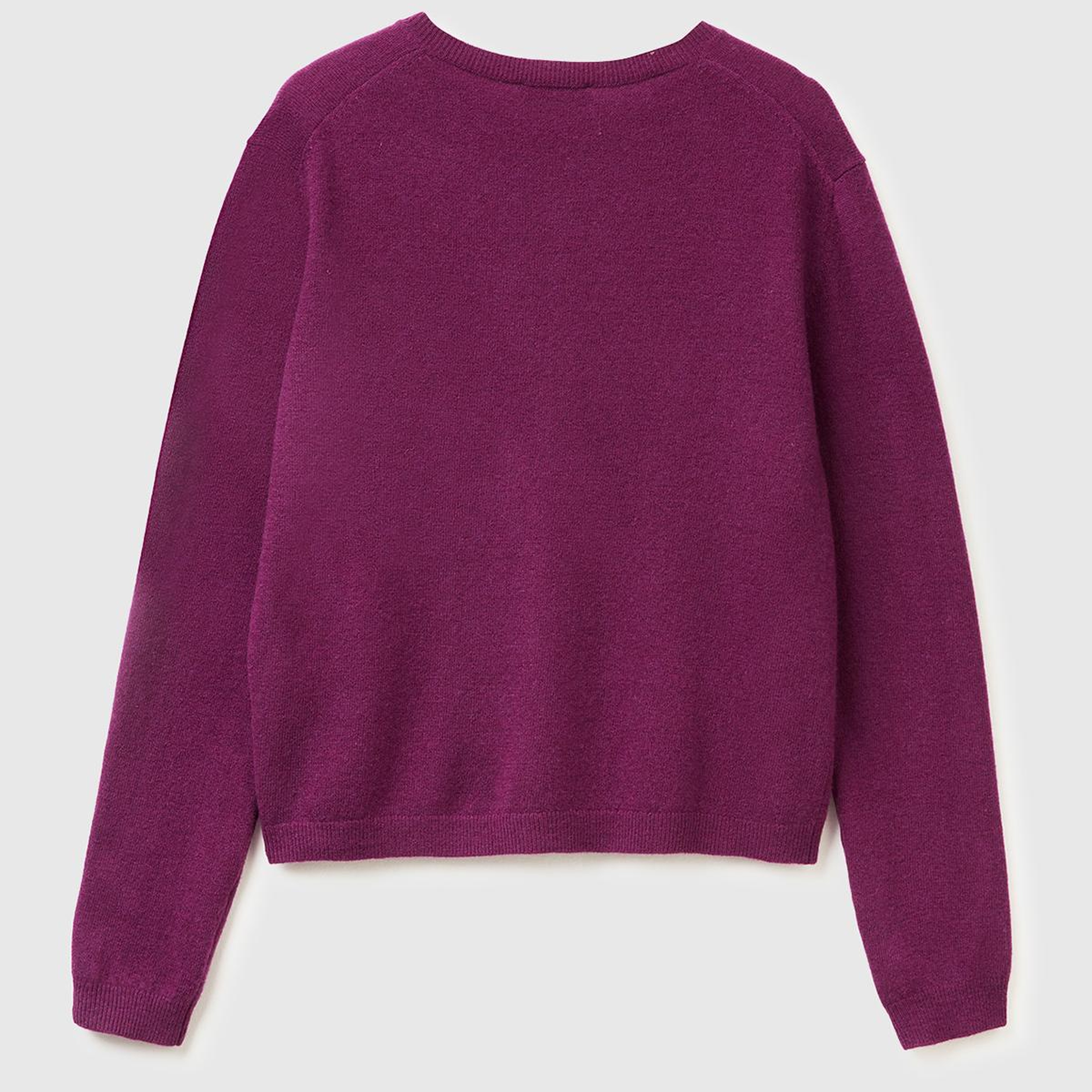 Kadın Mürdüm %100 Merino Bisiklet Yaka İnci Düğmeli  Hırka