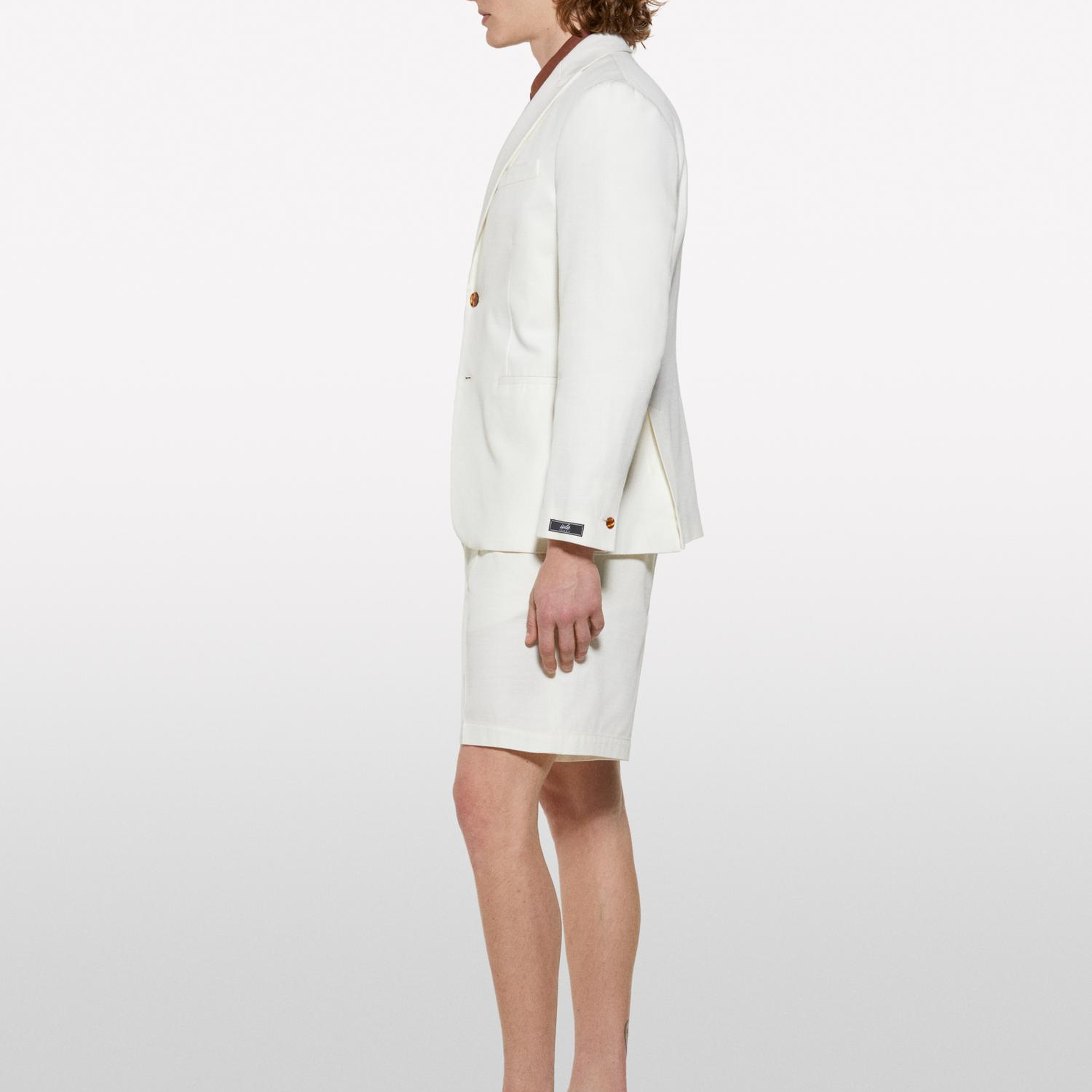 Erkek Açık Krem Keten Karışımlı Slim Comfort Fit Ceket