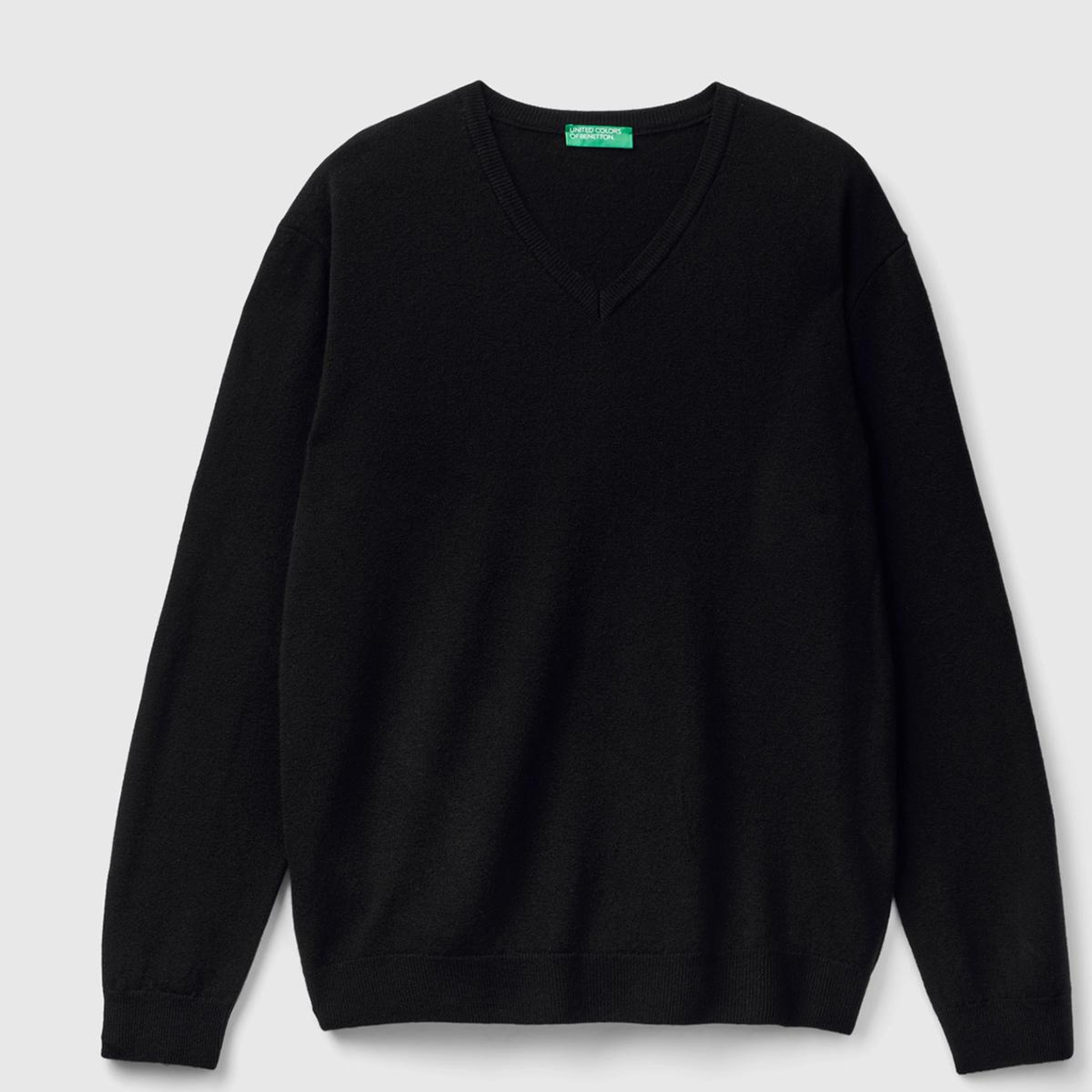 Erkek Siyah V Yaka %100 Merino Kazak