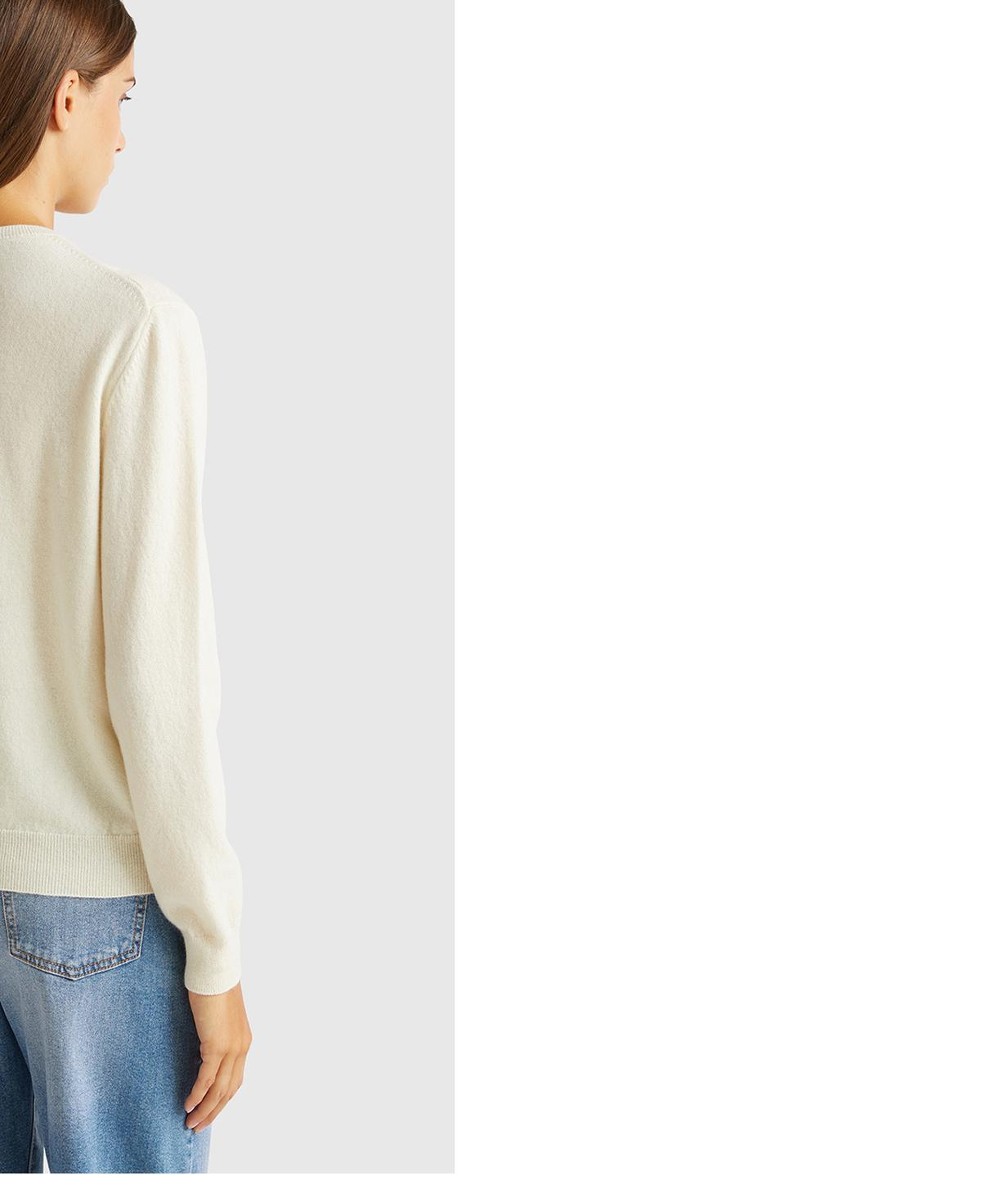 Kadın Krem %100 Merino Bisiklet Yaka Hırka