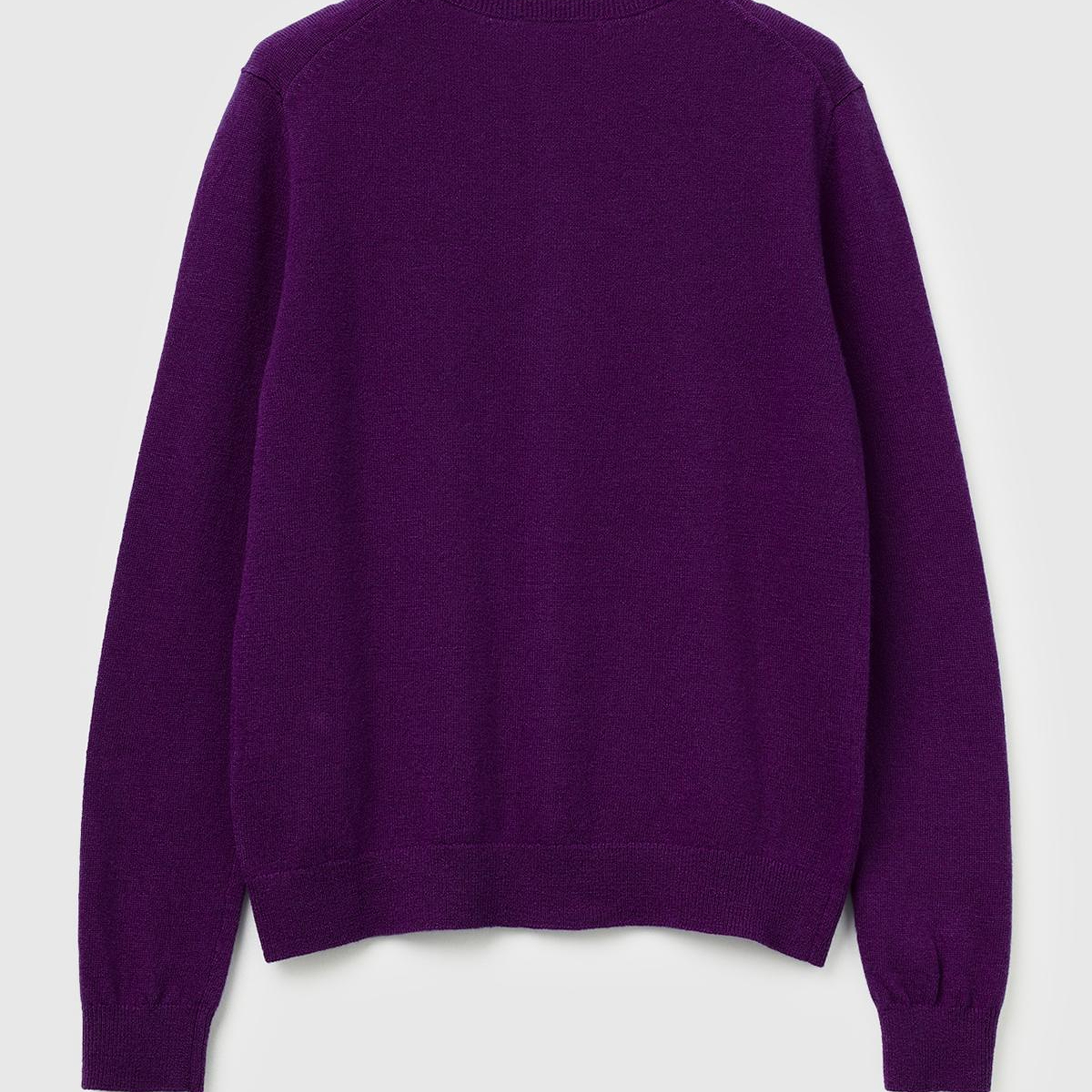 Kadın Mürdüm %100 Merino Bisiklet Yaka  Hırka