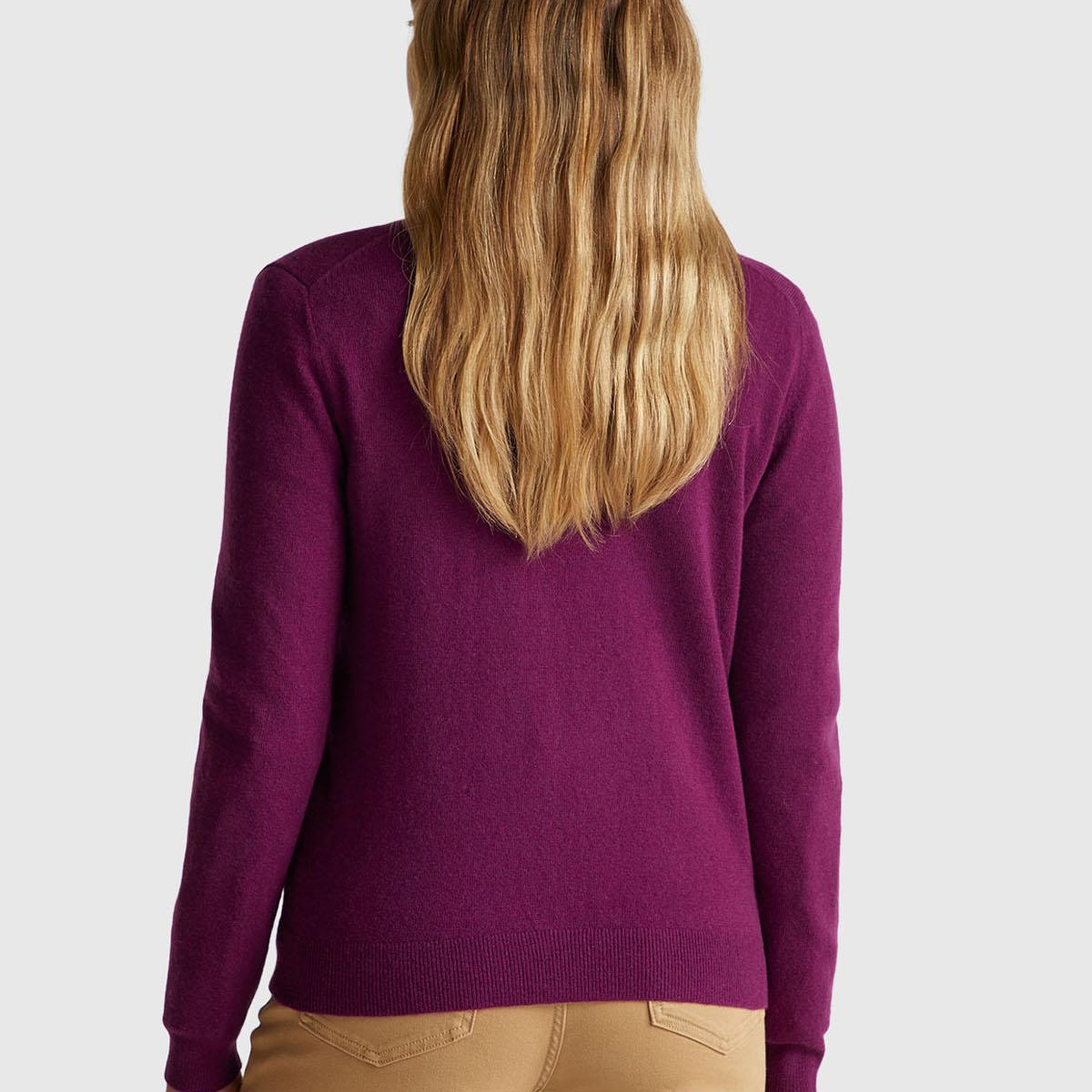 Kadın Mürdüm %100 Merino Bisiklet Yaka  Hırka
