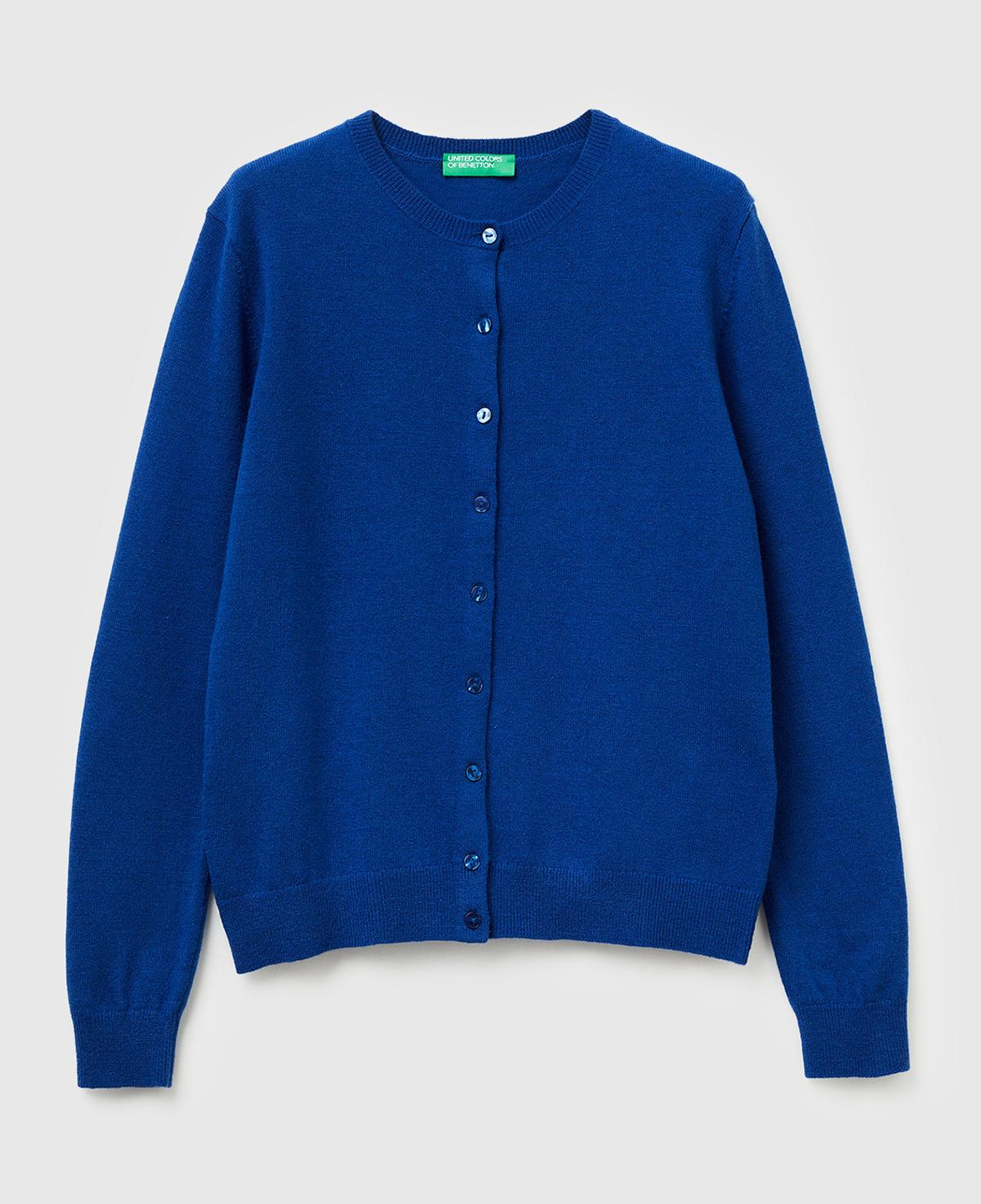 Kadın Koyu Mavi %100 Merino Bisiklet Yaka Hırka