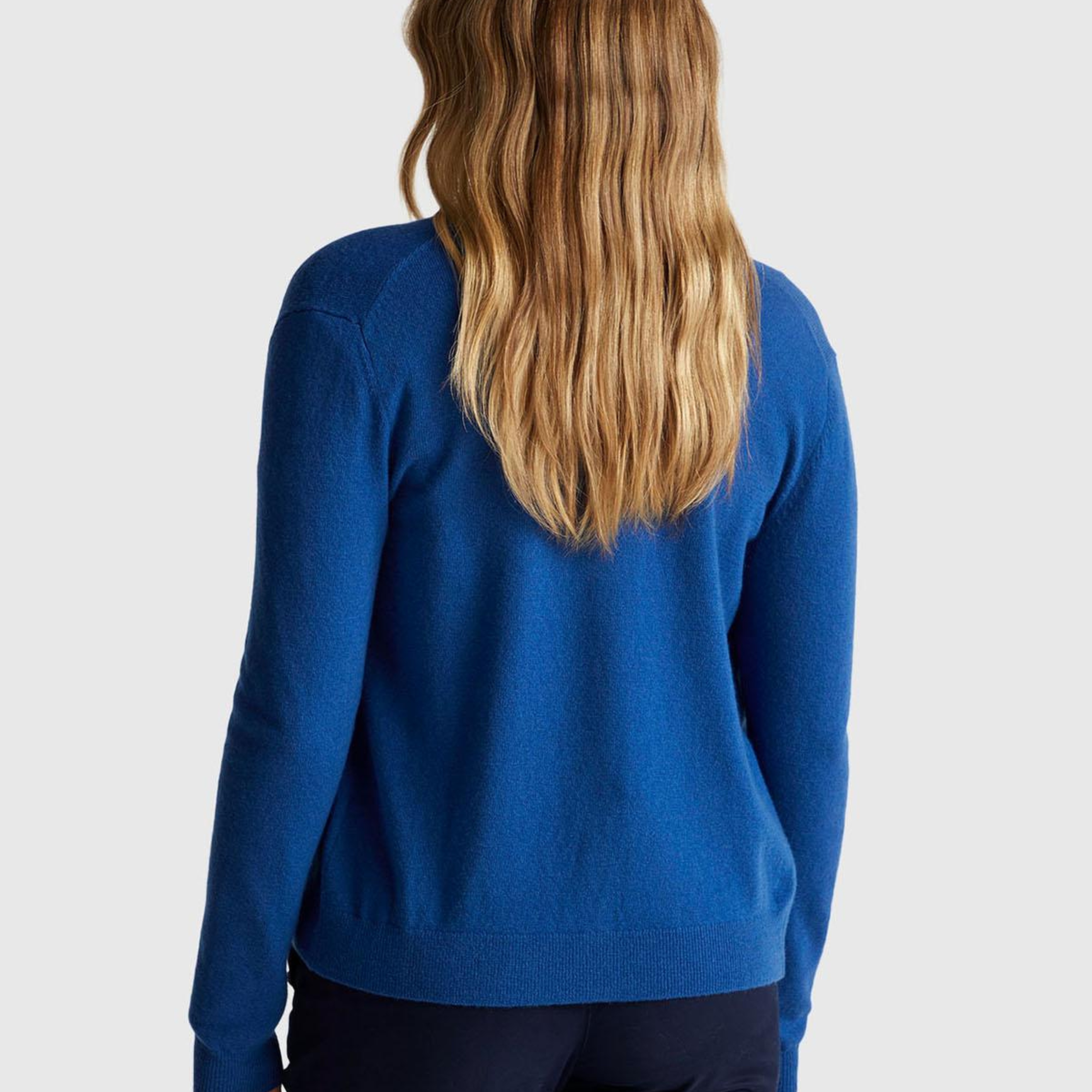 Kadın Koyu Mavi %100 Merino Bisiklet Yaka  Hırka