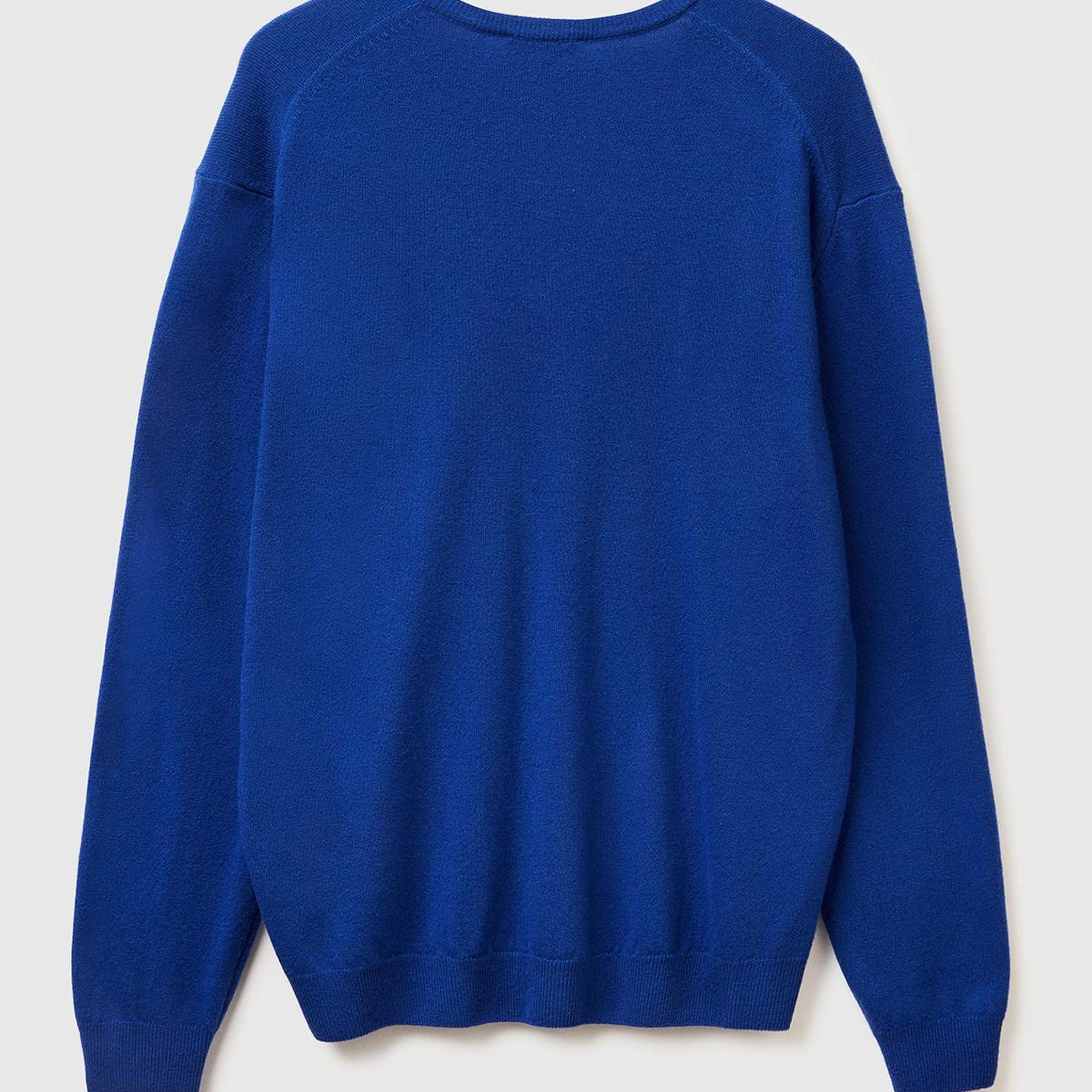 Erkek Koyu Mavi V Yaka %100 Merino Kazak