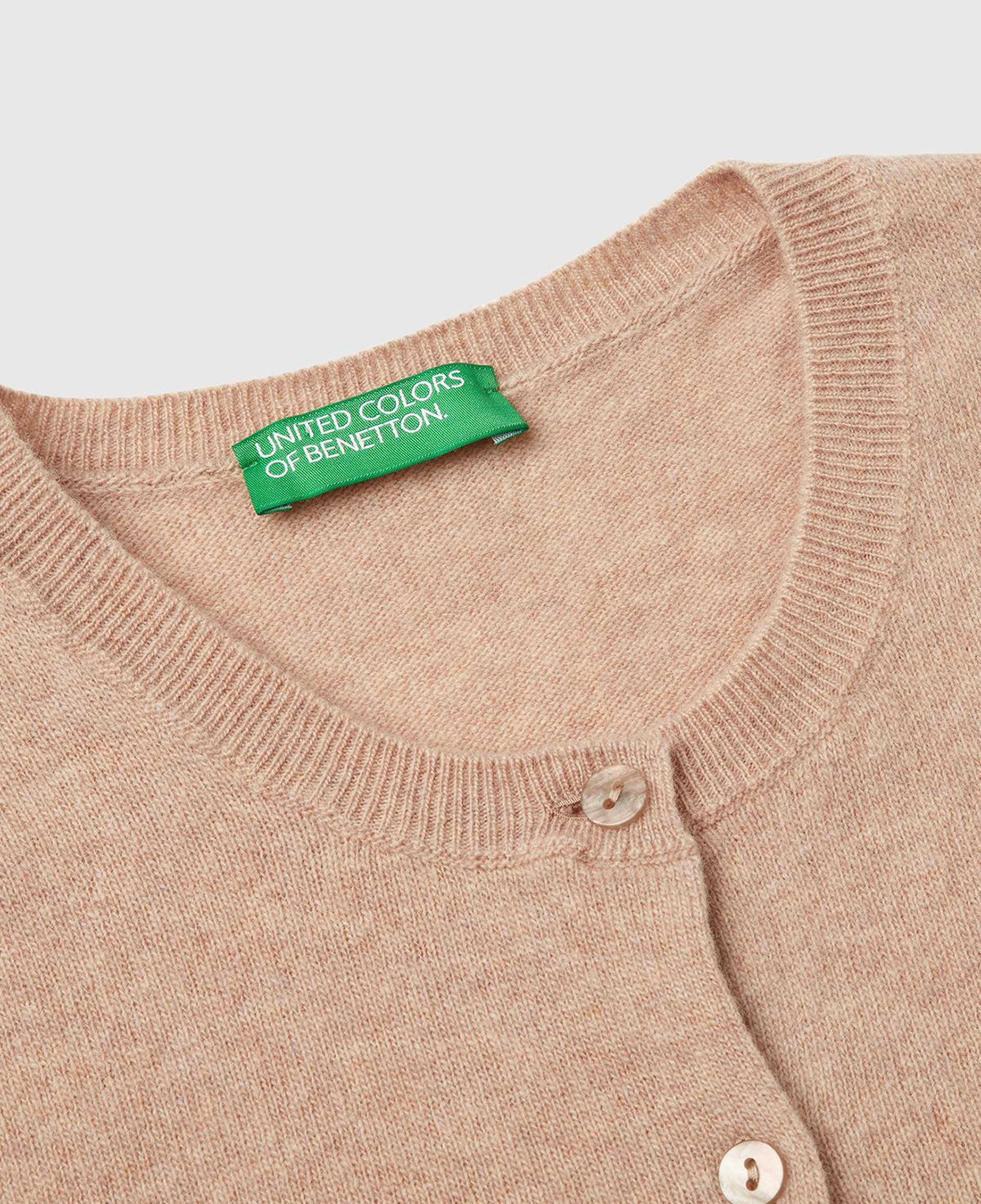 Kadın Ekru %100 Merino Bisiklet Yaka Hırka