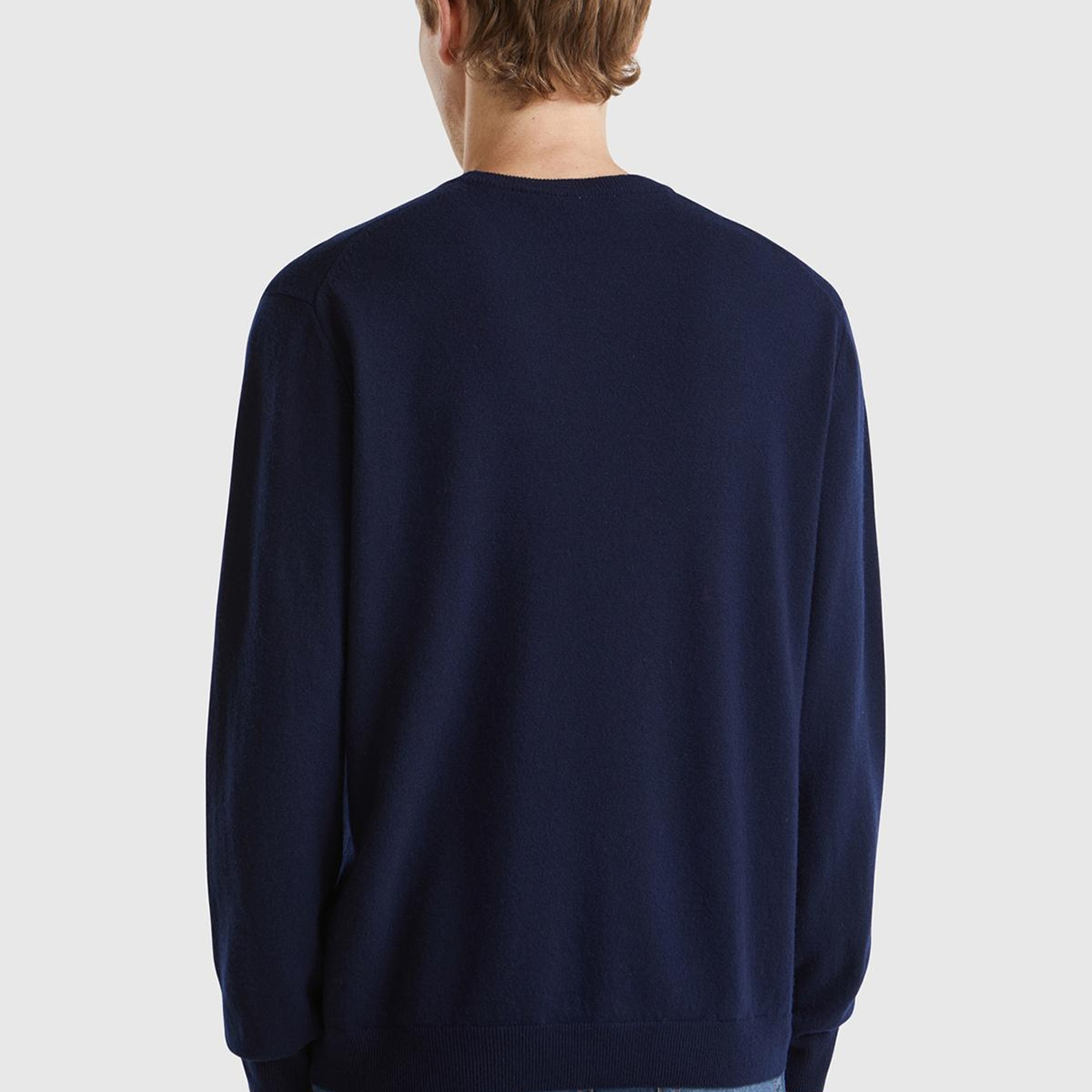 Erkek Lacivert %100 Merino Bisiklet Yaka Kazak