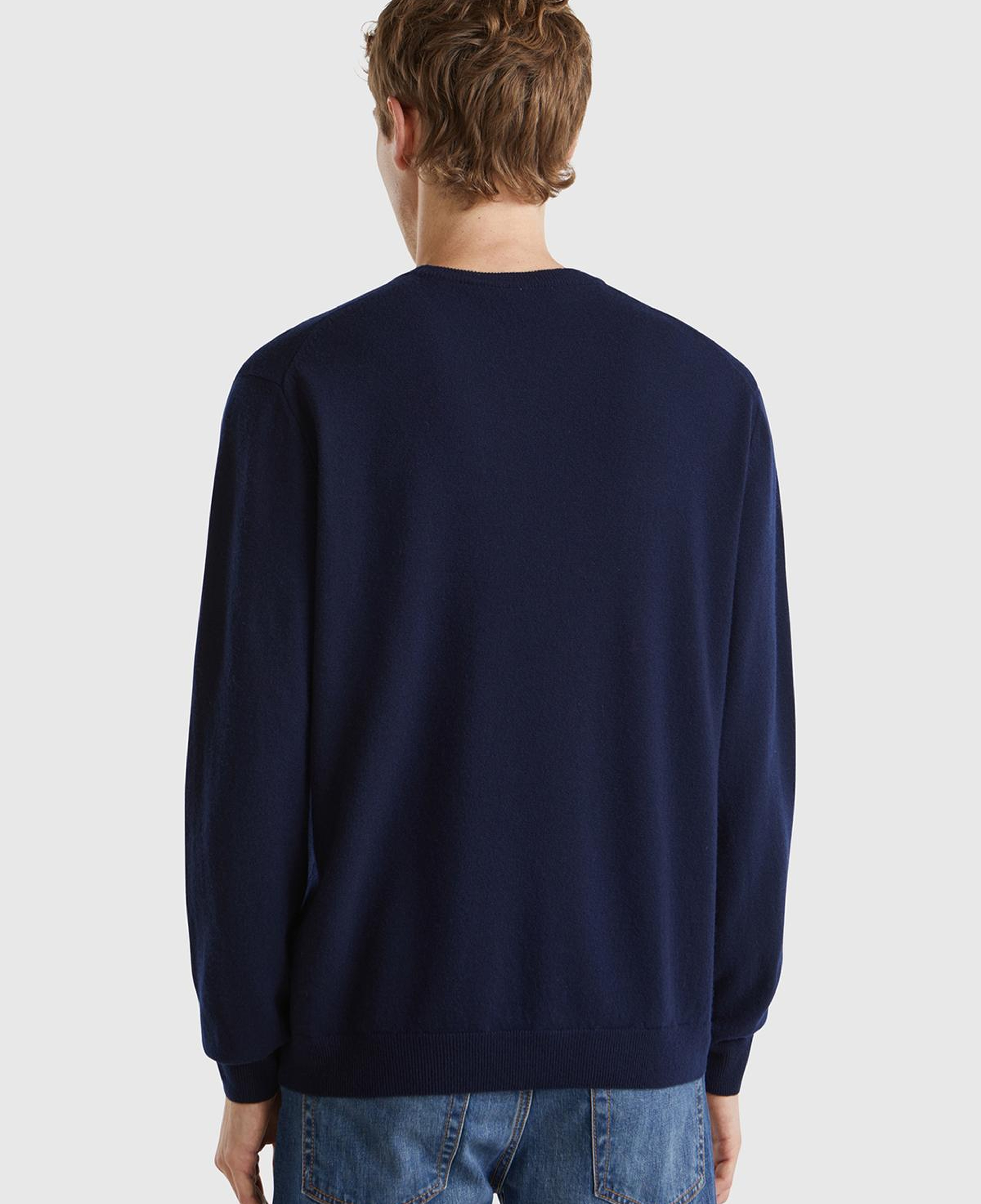 Erkek Lacivert %100 Merino Bisiklet Yaka Kazak