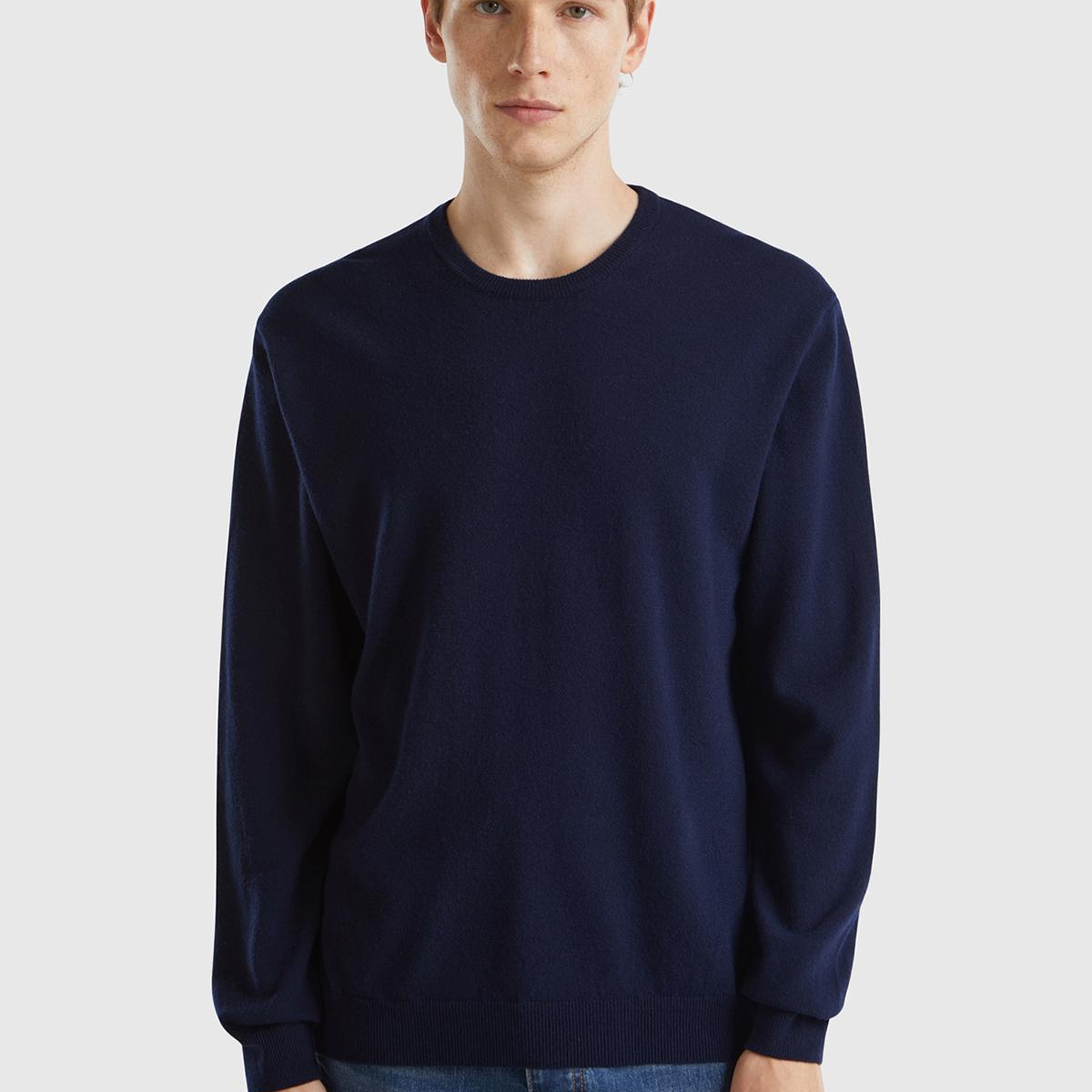 Erkek Lacivert %100 Merino Bisiklet Yaka  Kazak