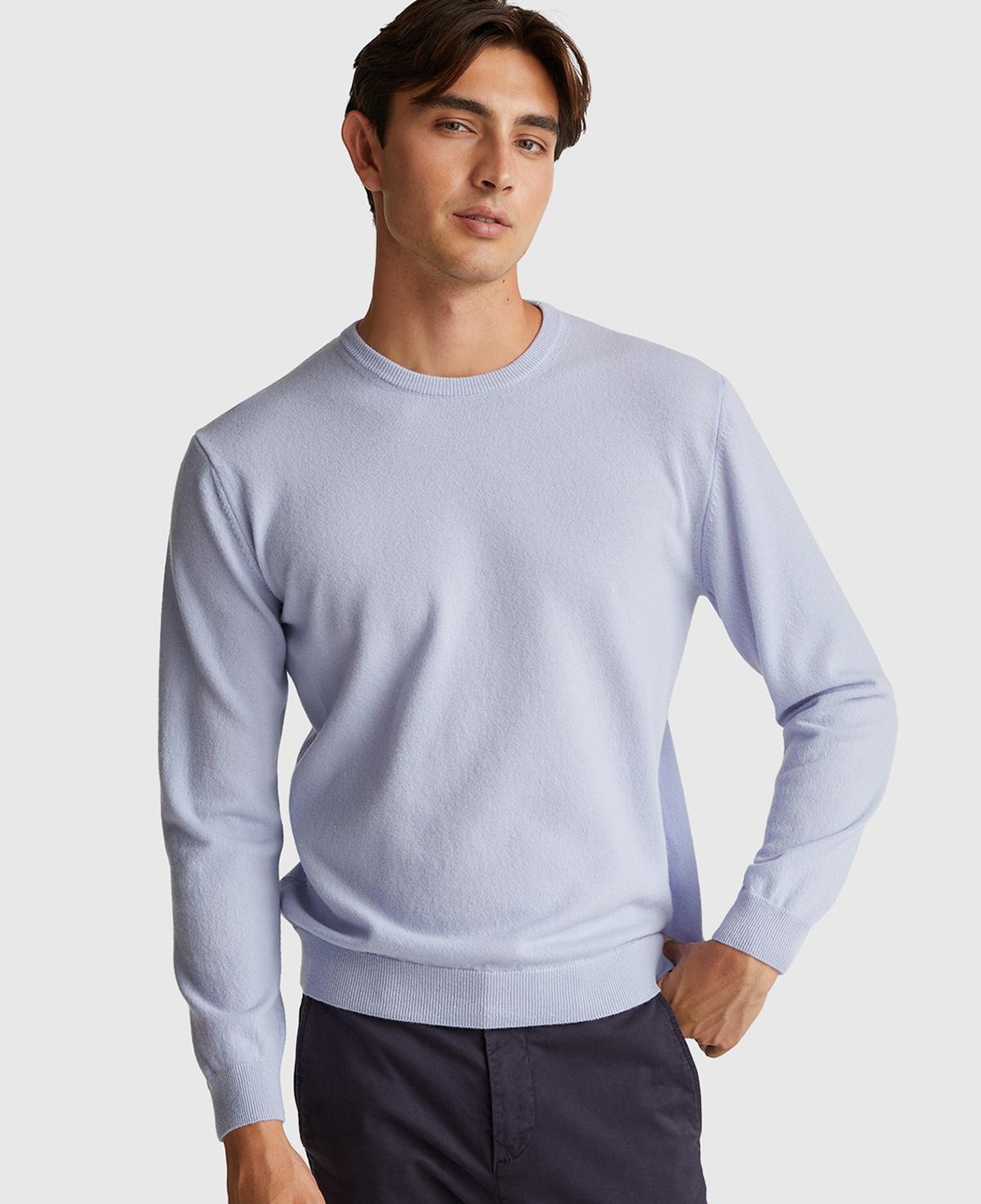 Erkek Bebek Mavisi %100 Merino Bisiklet Yaka Kazak