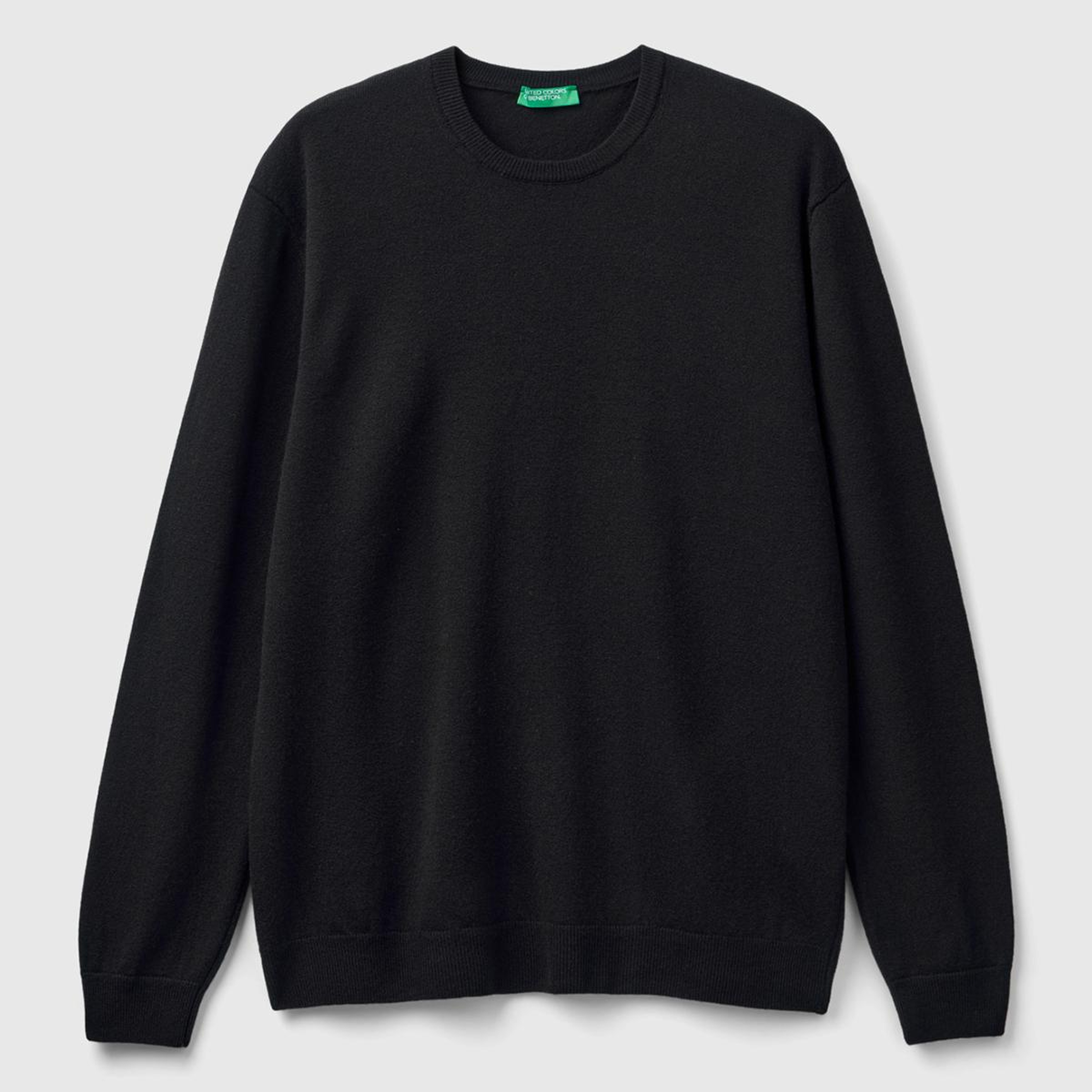 Erkek Siyah %100 Merino Bisiklet Yaka Kazak