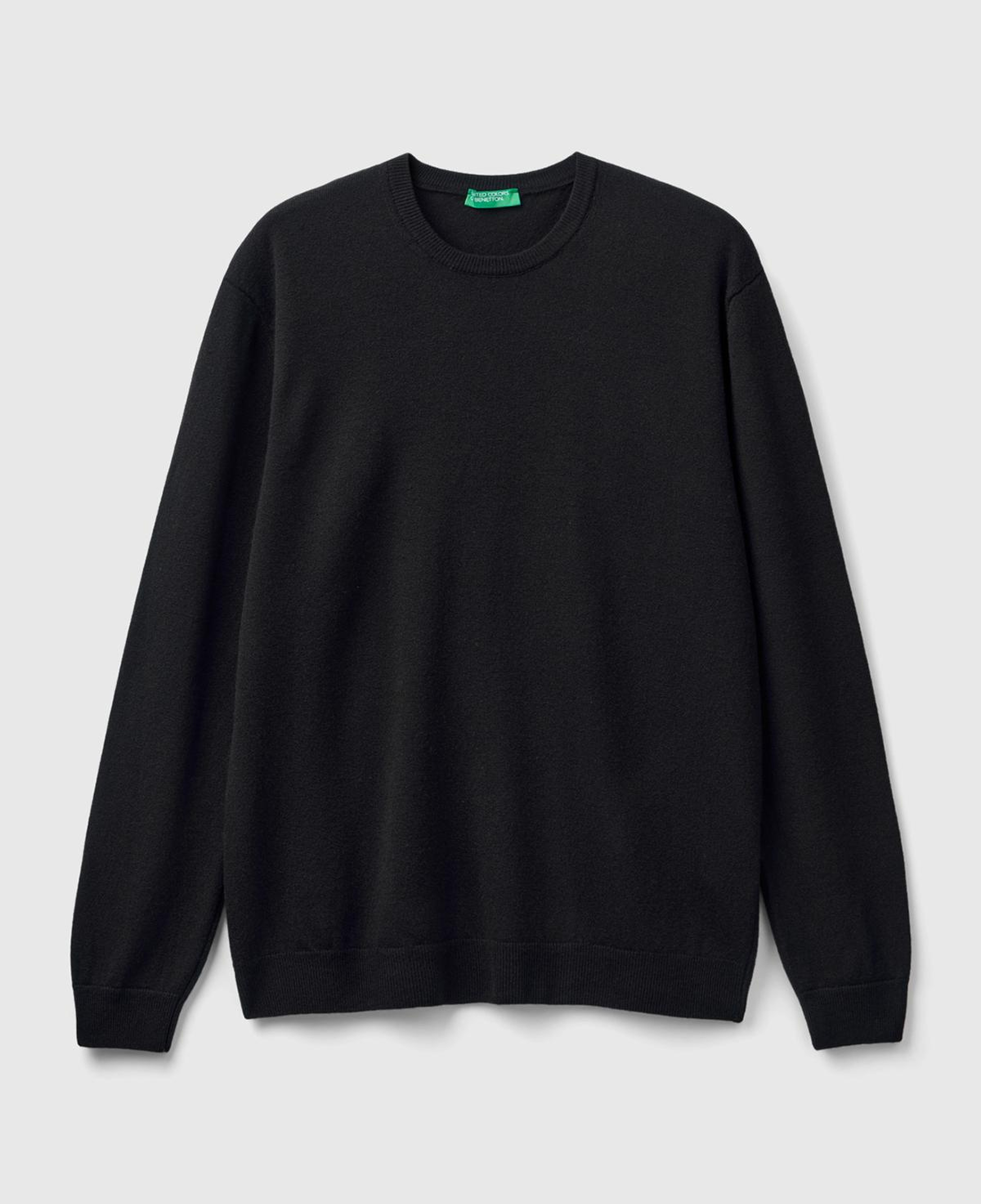 Erkek Siyah %100 Merino Bisiklet Yaka Kazak