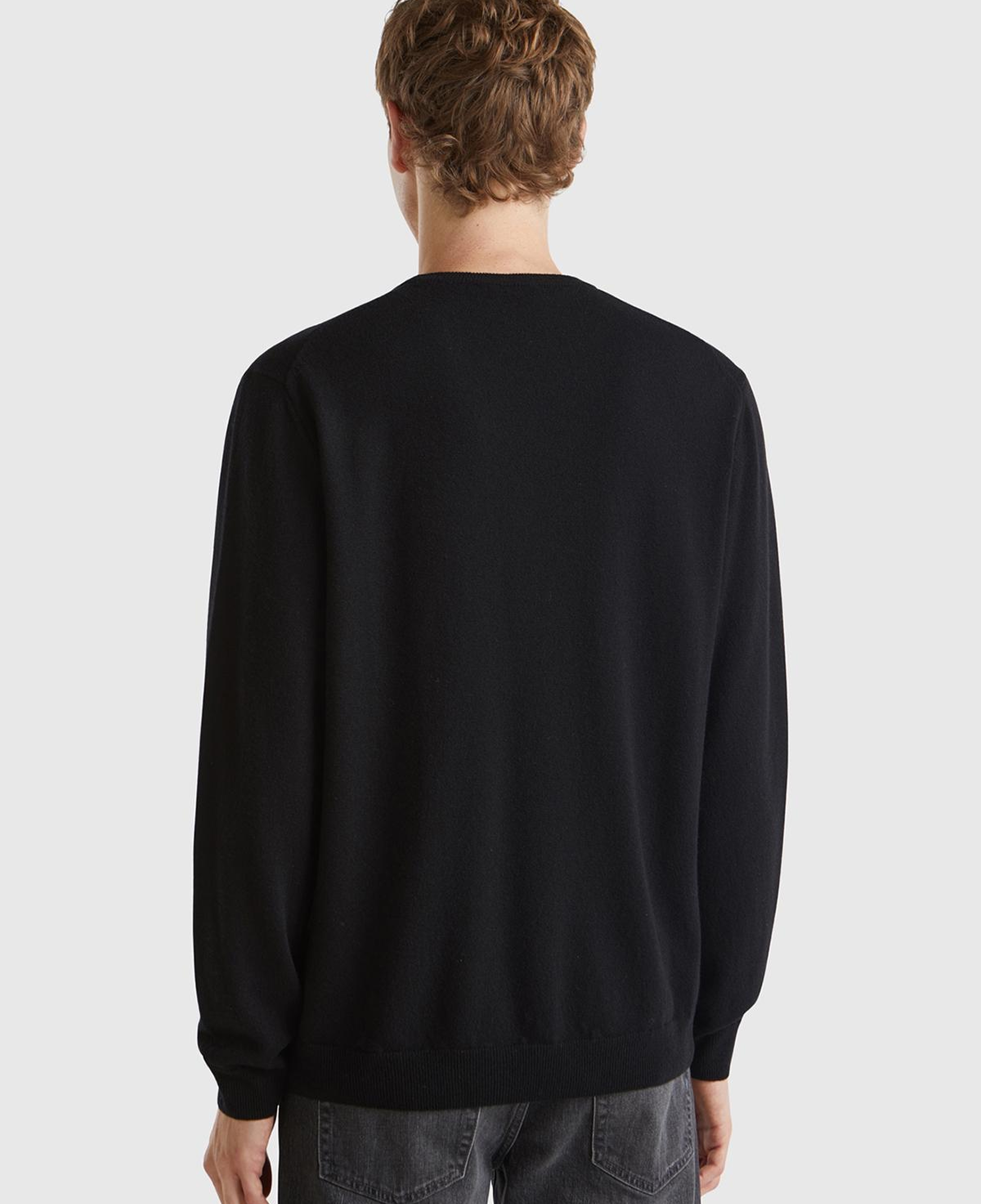 Erkek Siyah %100 Merino Bisiklet Yaka Kazak