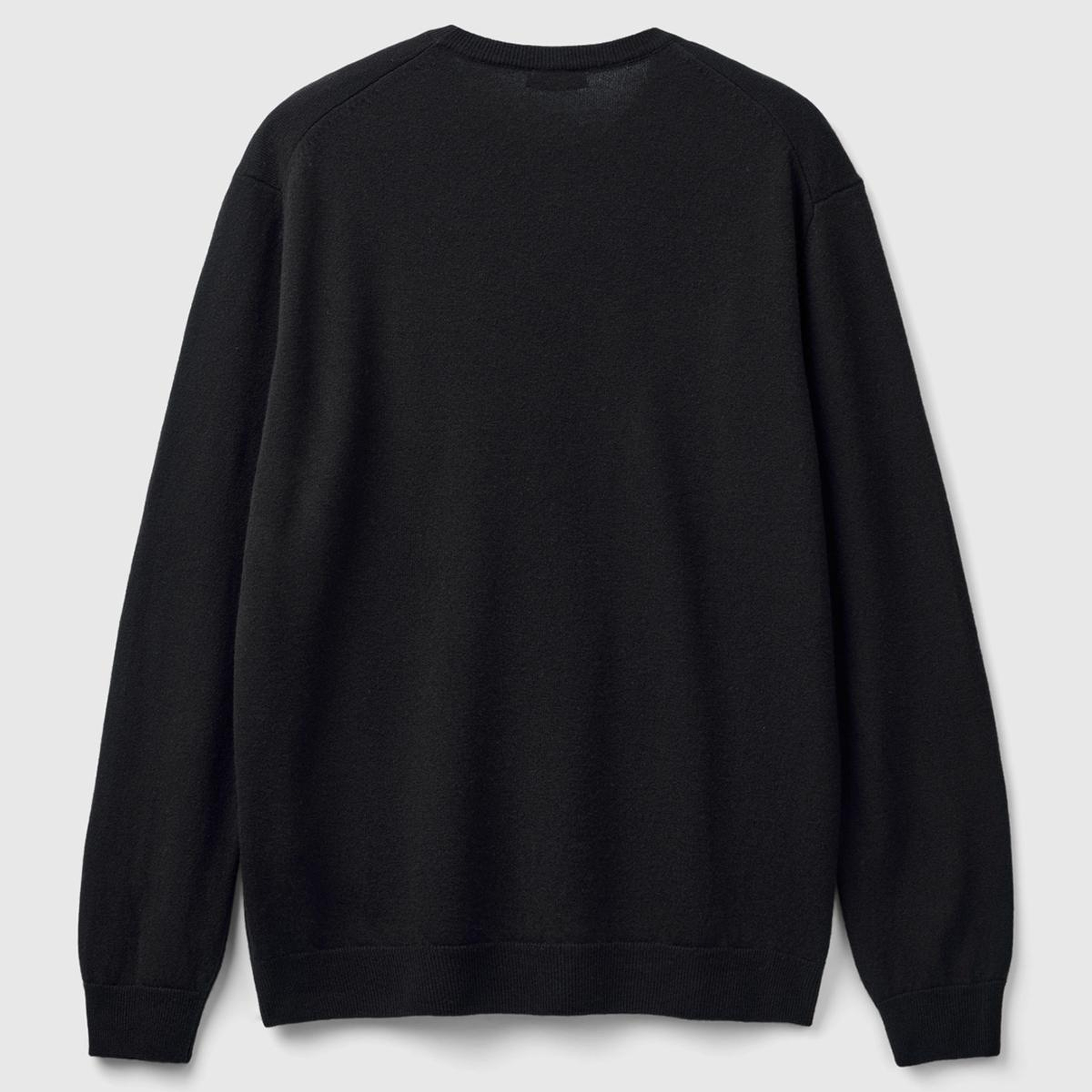 Erkek Siyah %100 Merino Bisiklet Yaka Kazak