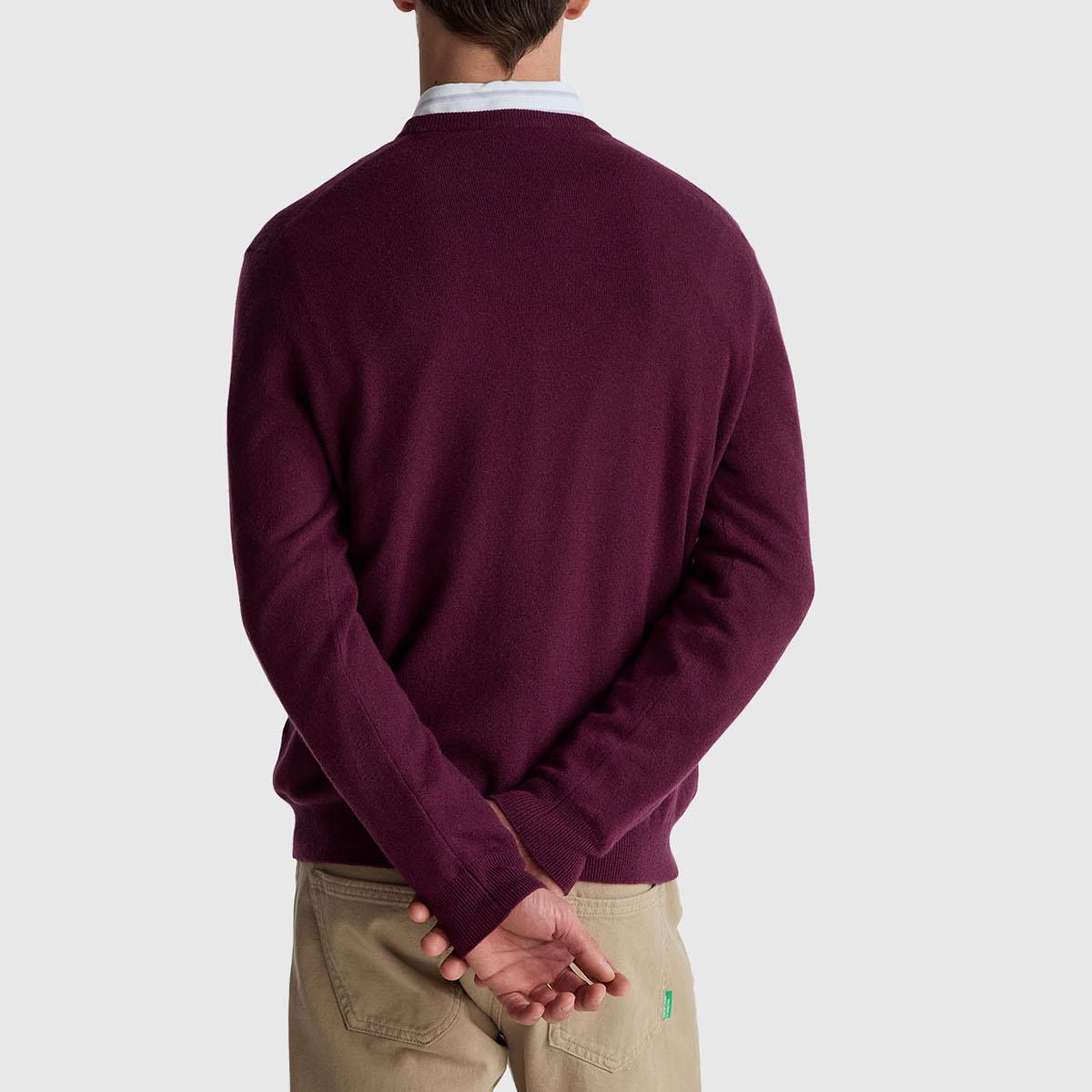 Erkek Mürdüm %100 Merino Bisiklet Yaka Kazak
