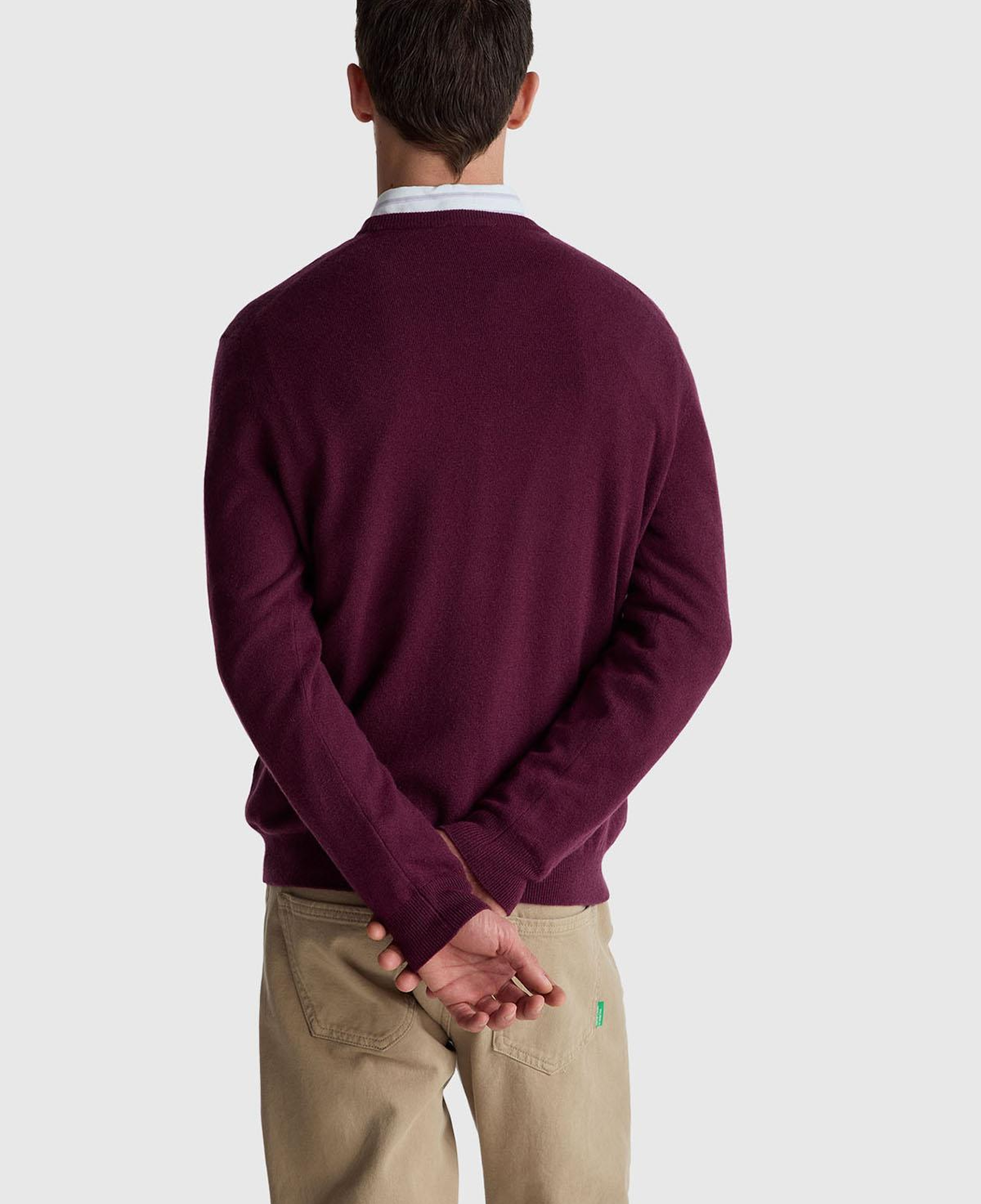 Erkek Mürdüm %100 Merino Bisiklet Yaka Kazak