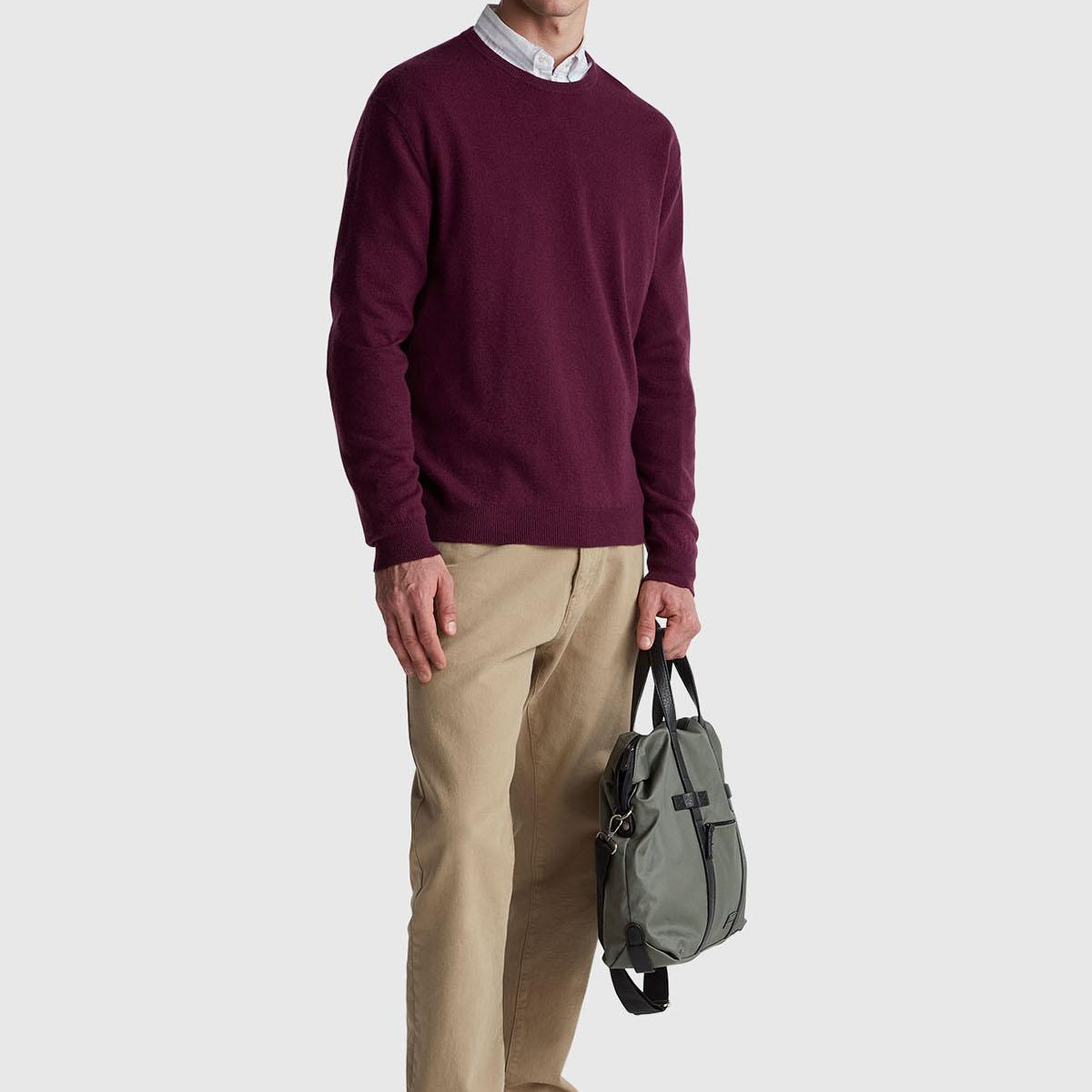 Erkek Mürdüm %100 Merino Bisiklet Yaka Kazak