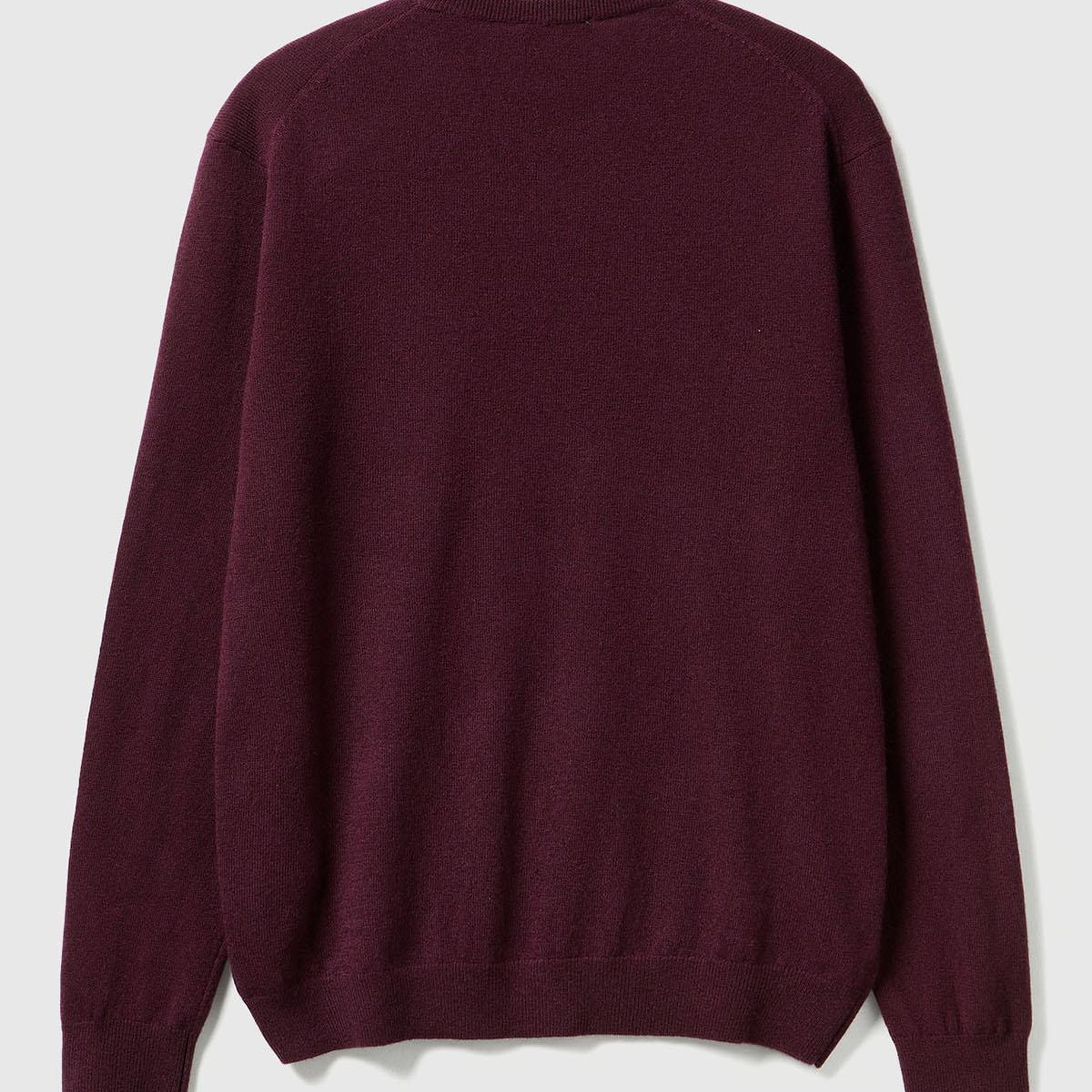 Erkek Mürdüm %100 Merino Bisiklet Yaka Kazak