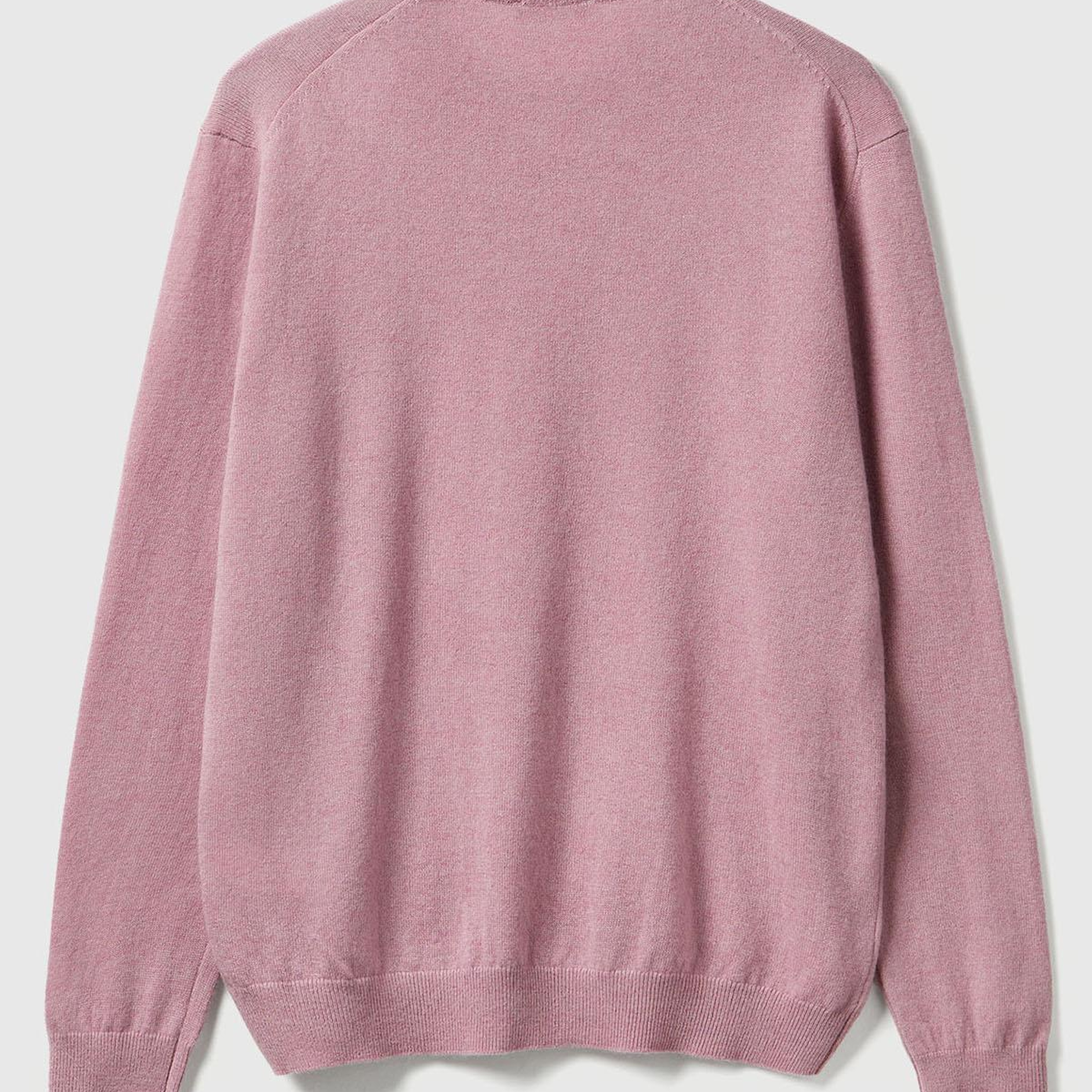Erkek Koyu Pembe %100 Merino Bisiklet Yaka Kazak