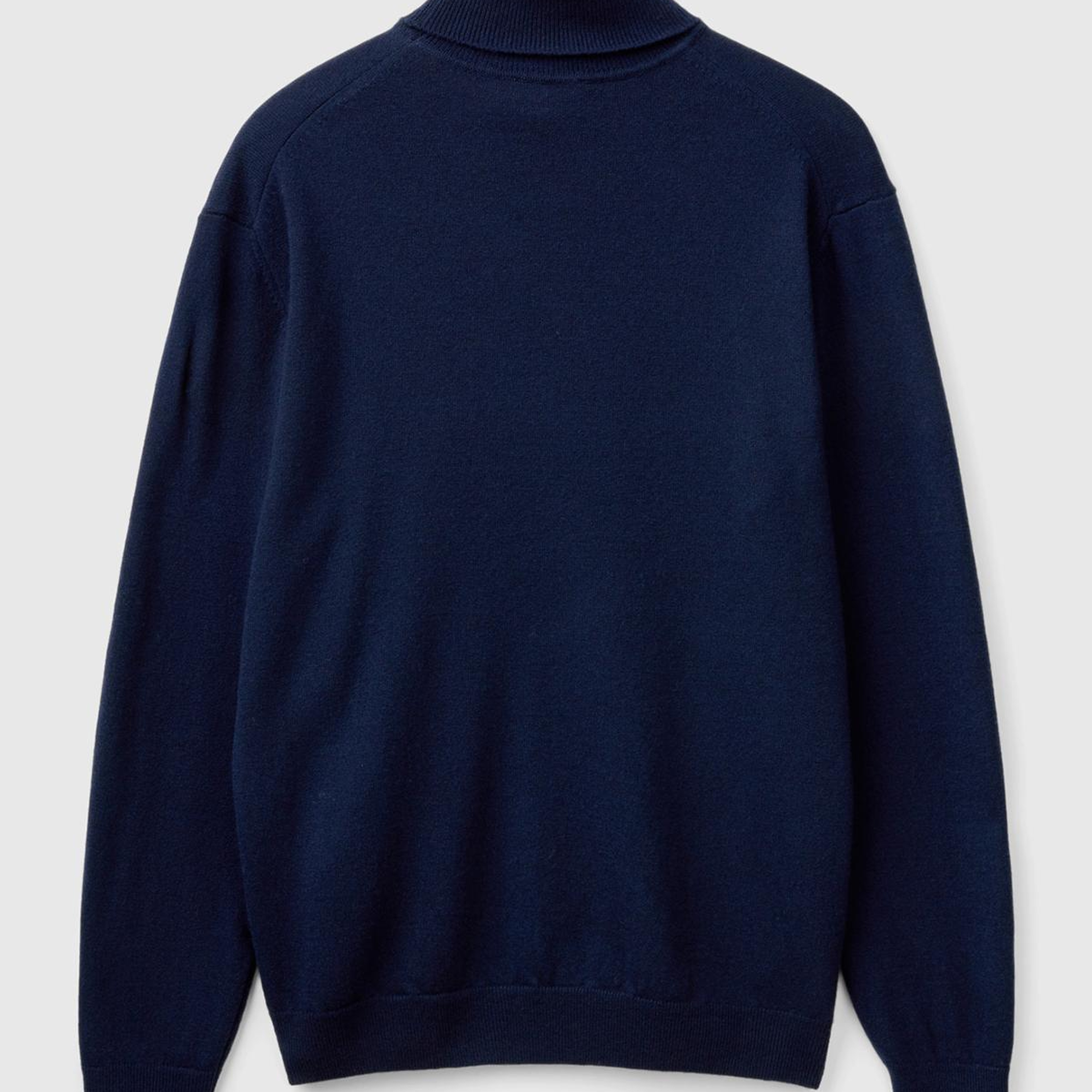 Erkek Lacivert %100 Merino Boğazlı Kazak