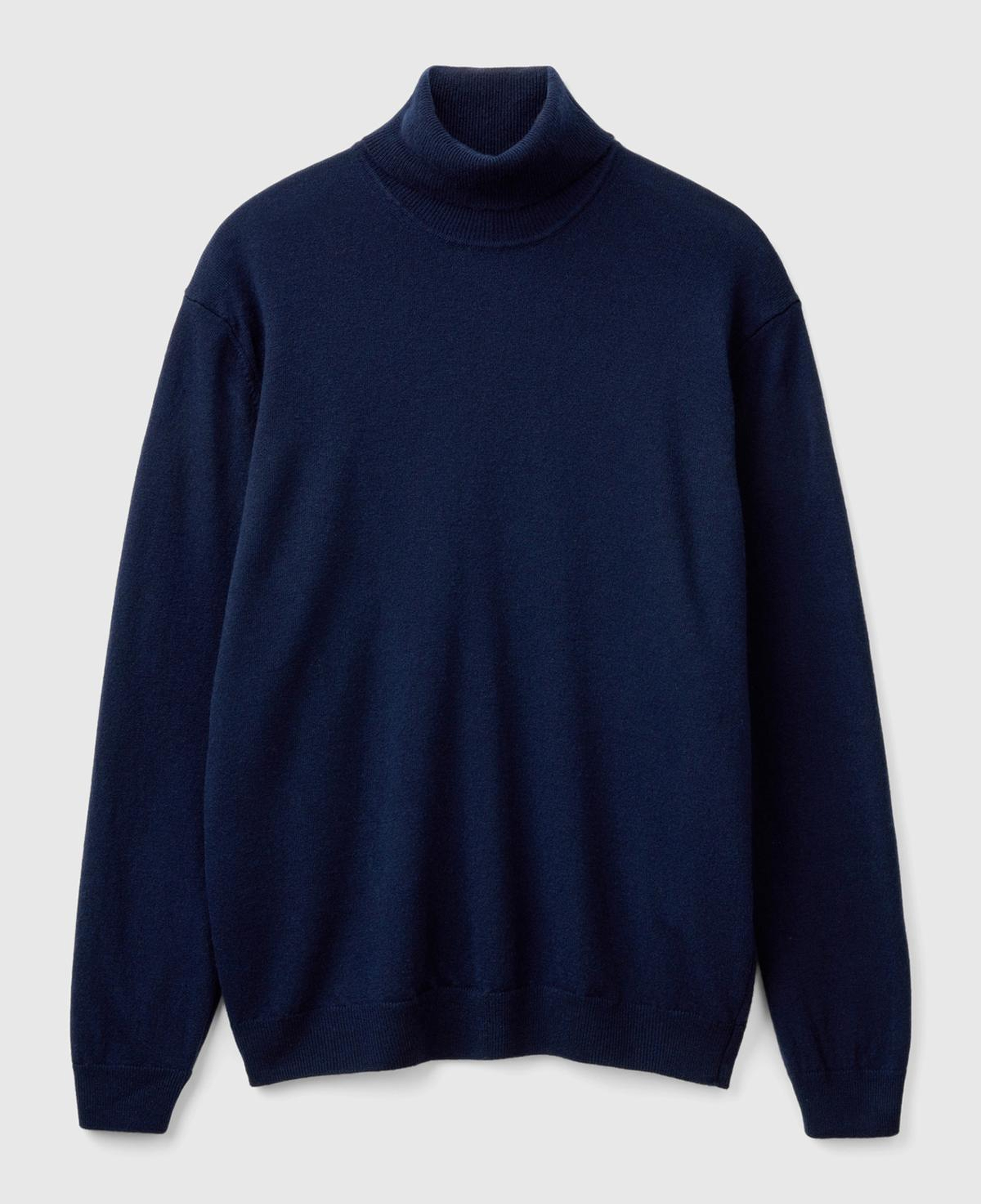Erkek Lacivert %100 Merino Boğazlı Kazak