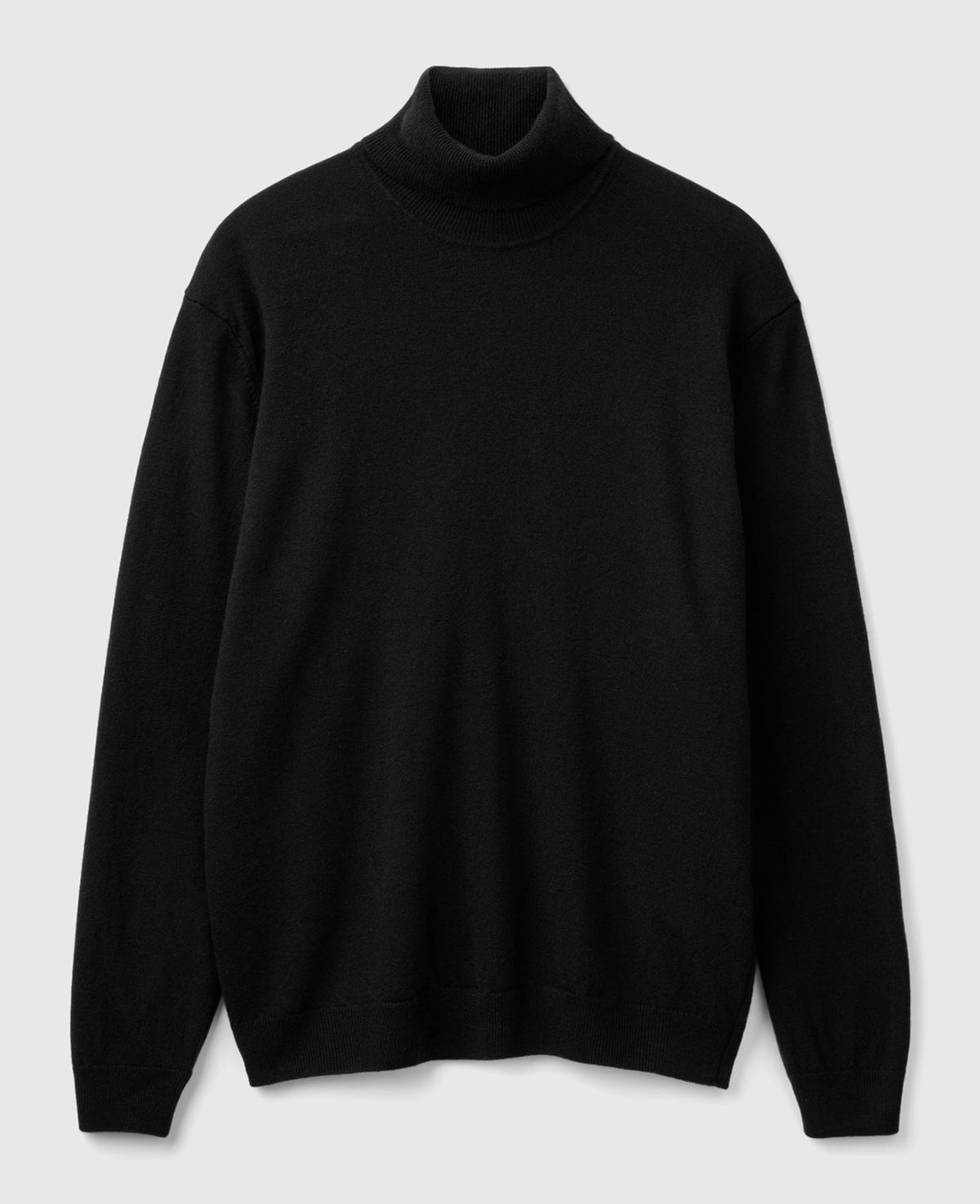 Erkek Siyah %100 Merino Boğazlı Kazak