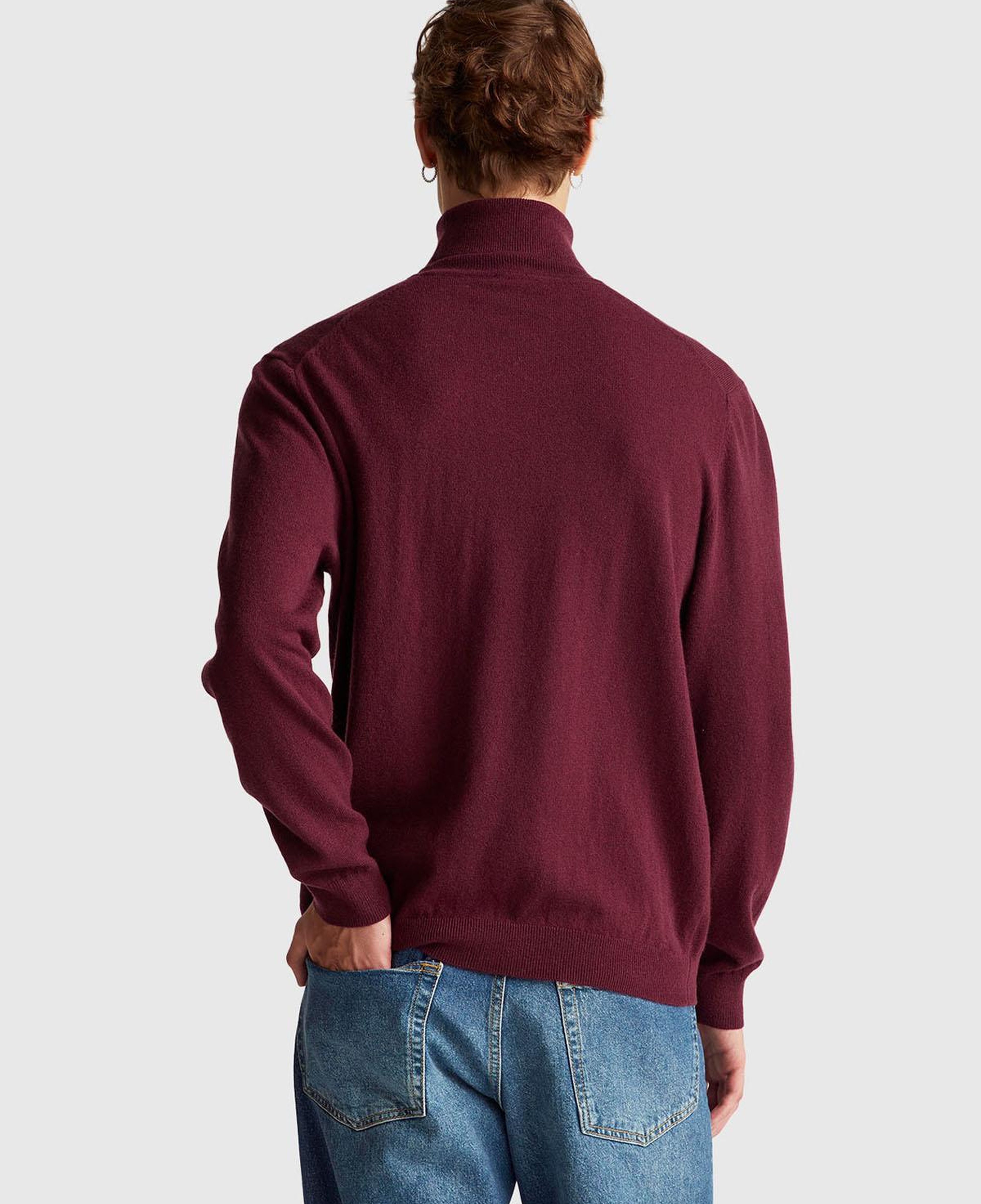 Erkek Mürdüm %100 Merino Boğazlı Kazak