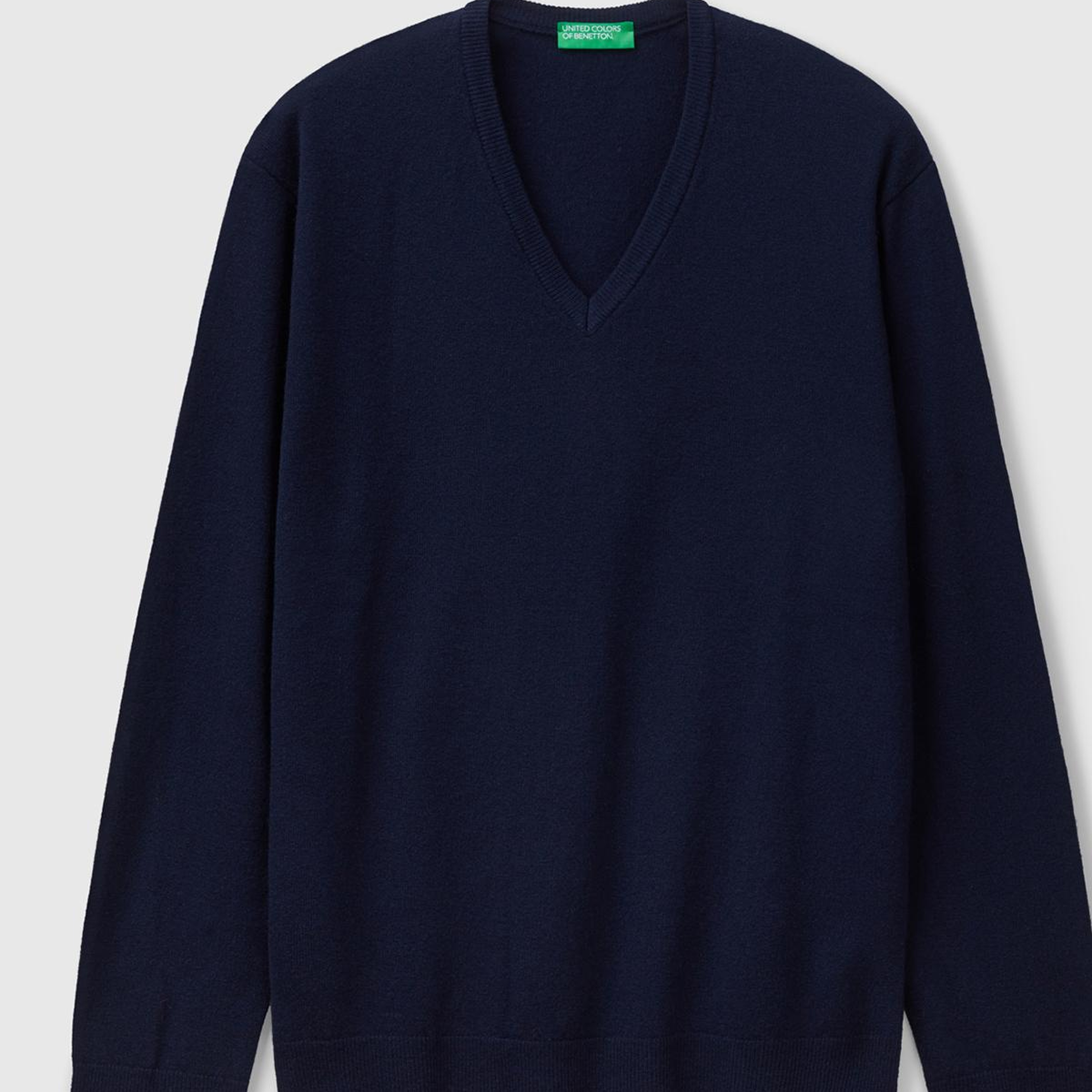 Erkek Lacivert V Yaka %100 Merino Kazak