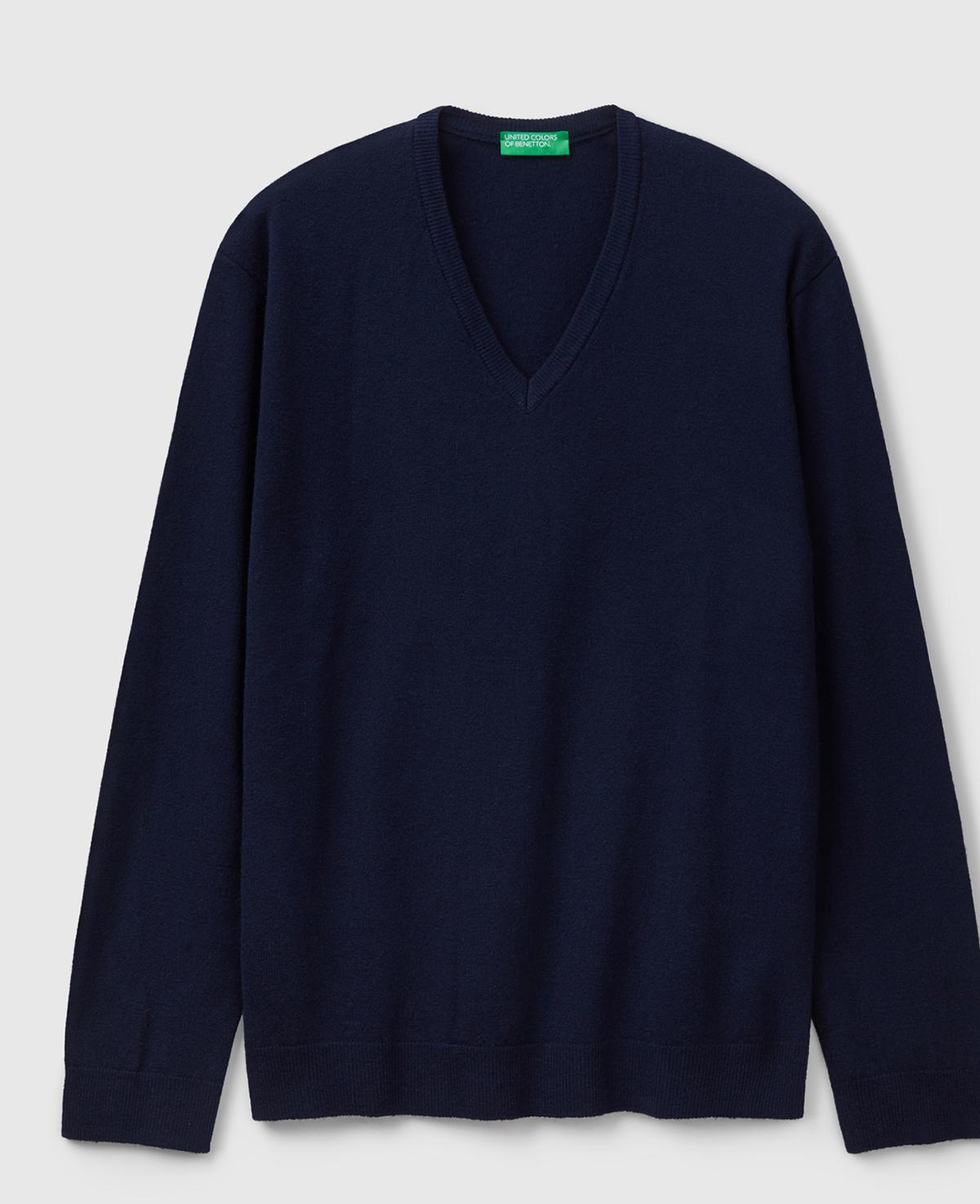 Erkek Lacivert V Yaka %100 Merino Kazak