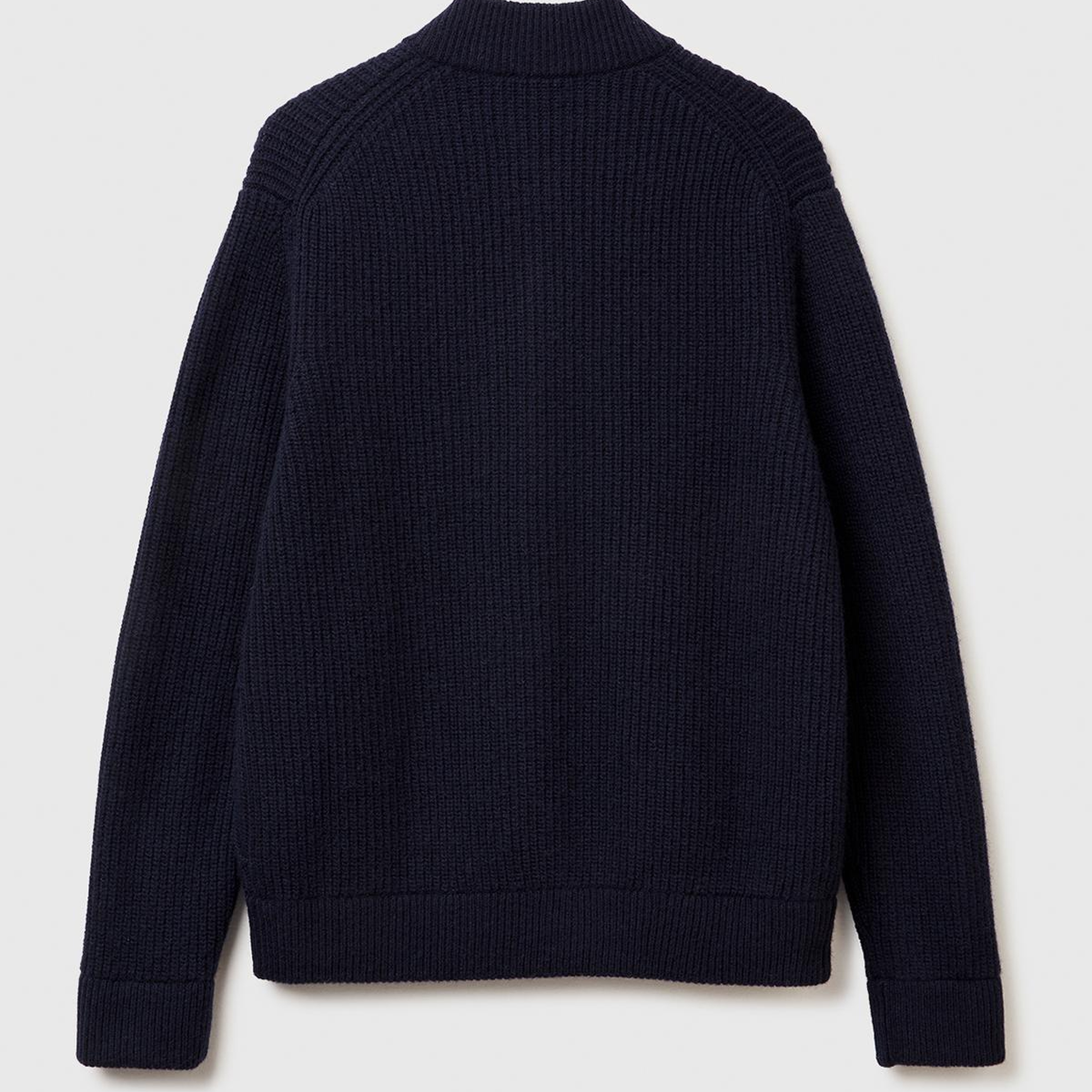 Erkek Lacivert Yün Karışımlı Önü Cep Detaylı Çıtçıt Düğmeli Hırka