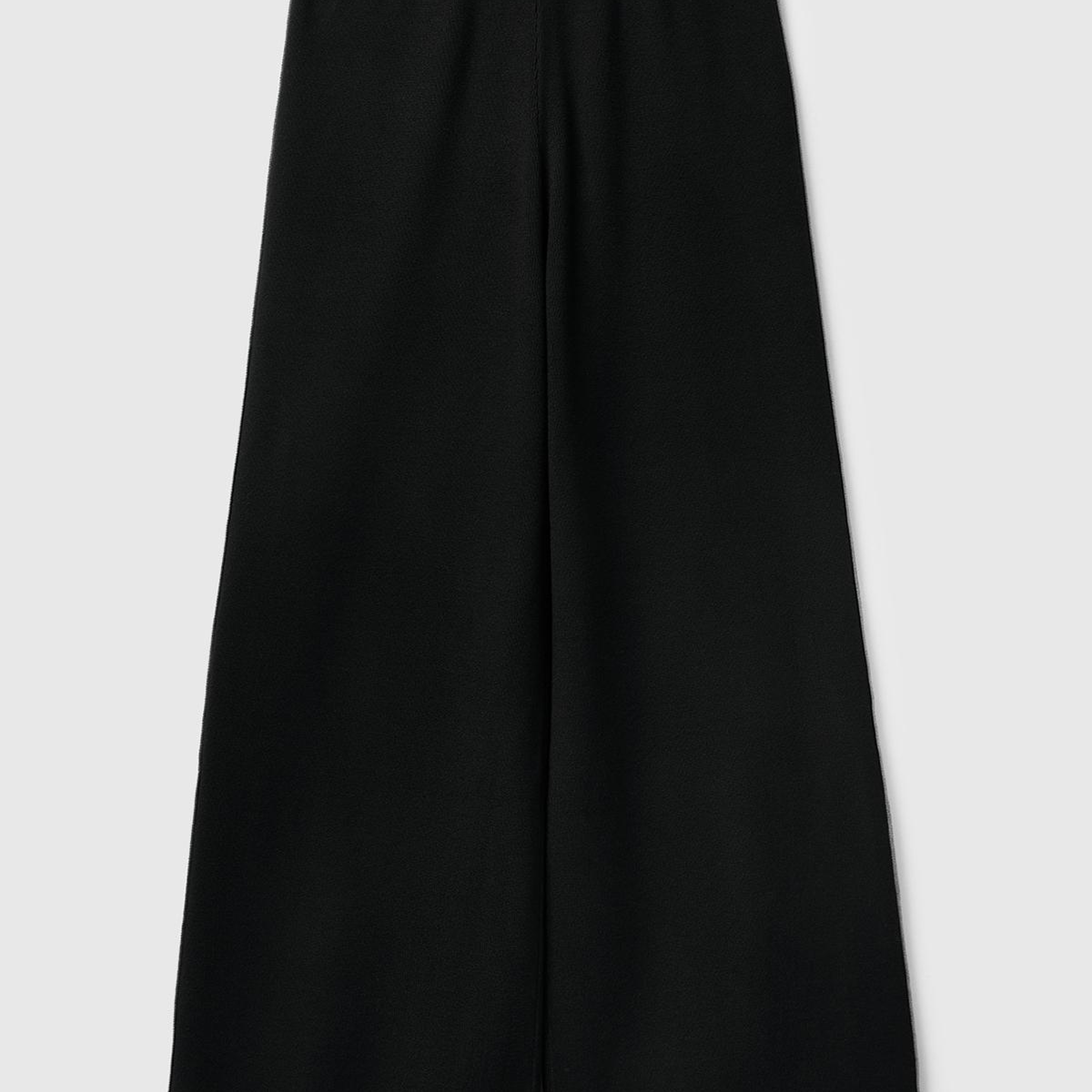 Kadın Siyah Viskoz Karışımlı Beli Lastikli Geniş Paça Pantolon