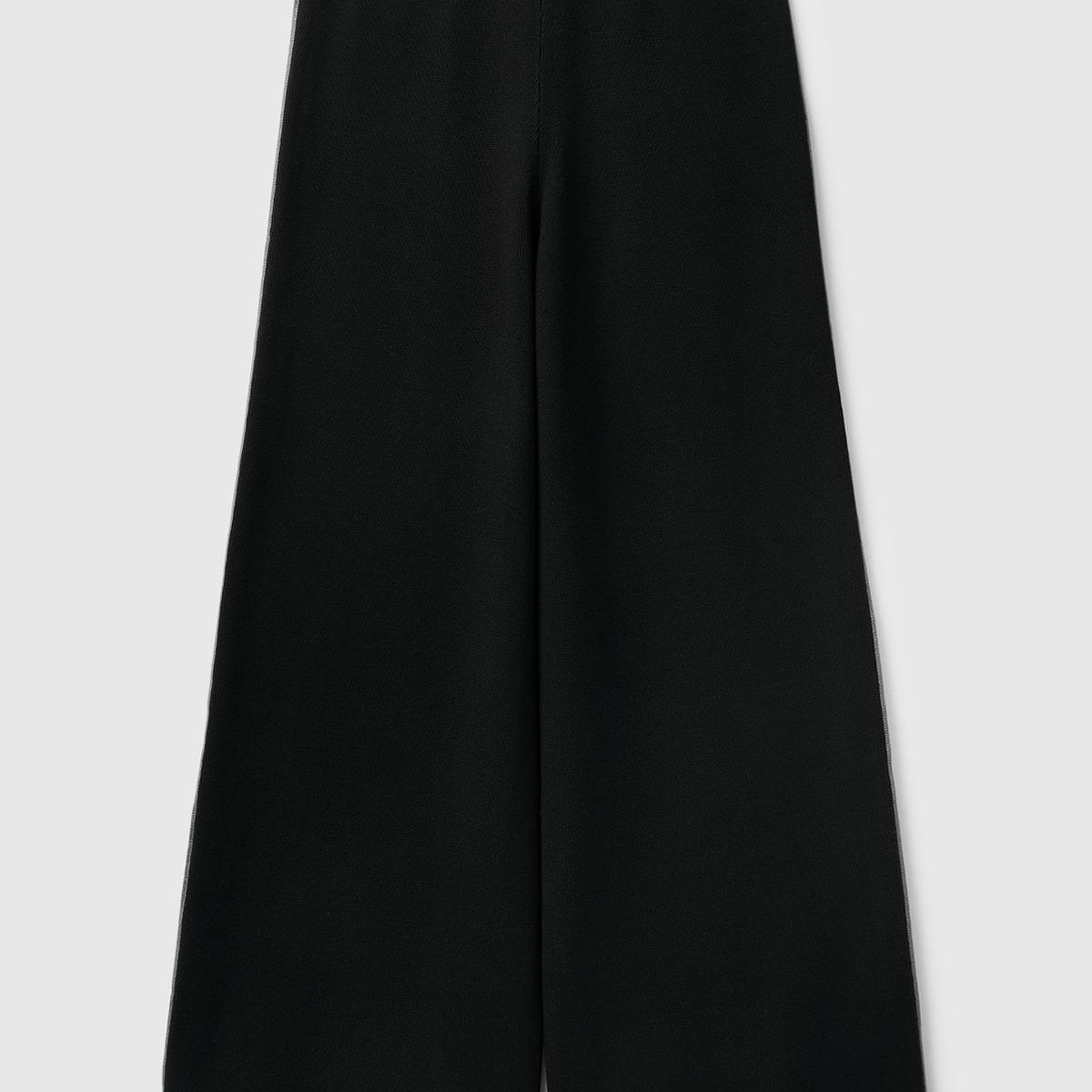 Kadın Siyah Viskoz Karışımlı Beli Lastikli Geniş Paça Pantolon