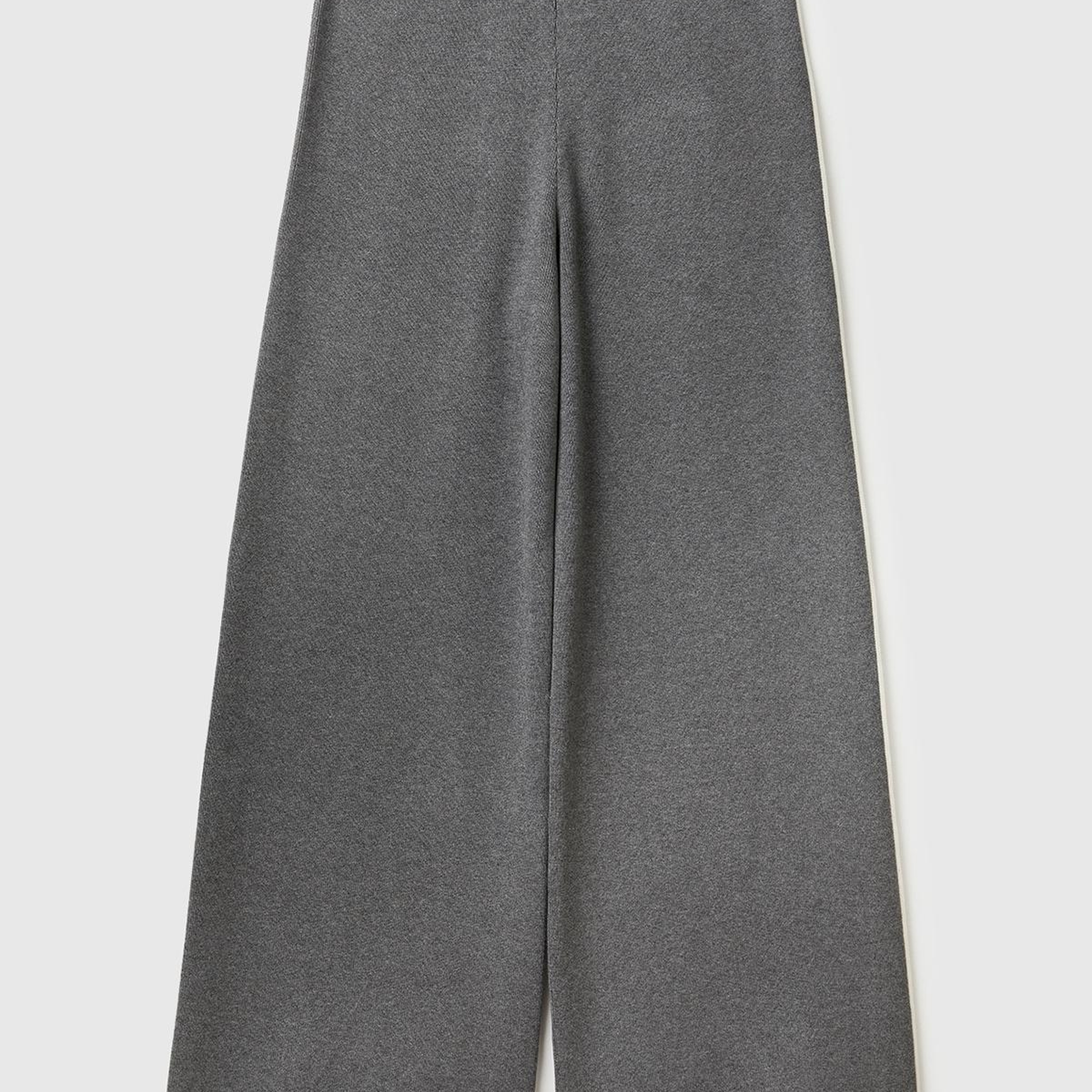Kadın Antrasit Melanj Viskoz Karışımlı Beli Lastikli Geniş Paça Pantolon