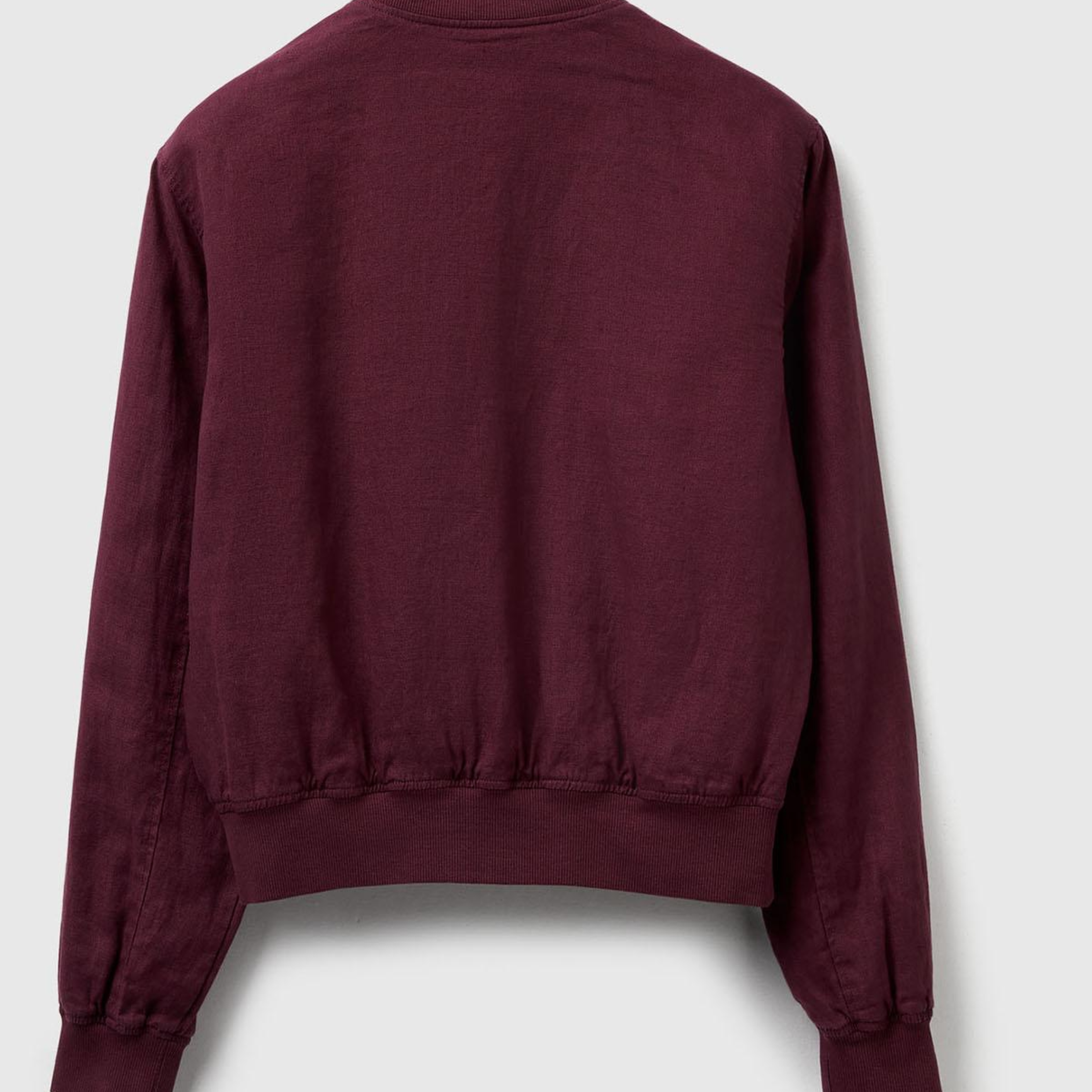 Kadın Mürdüm %100 Keten Bomber Ceket