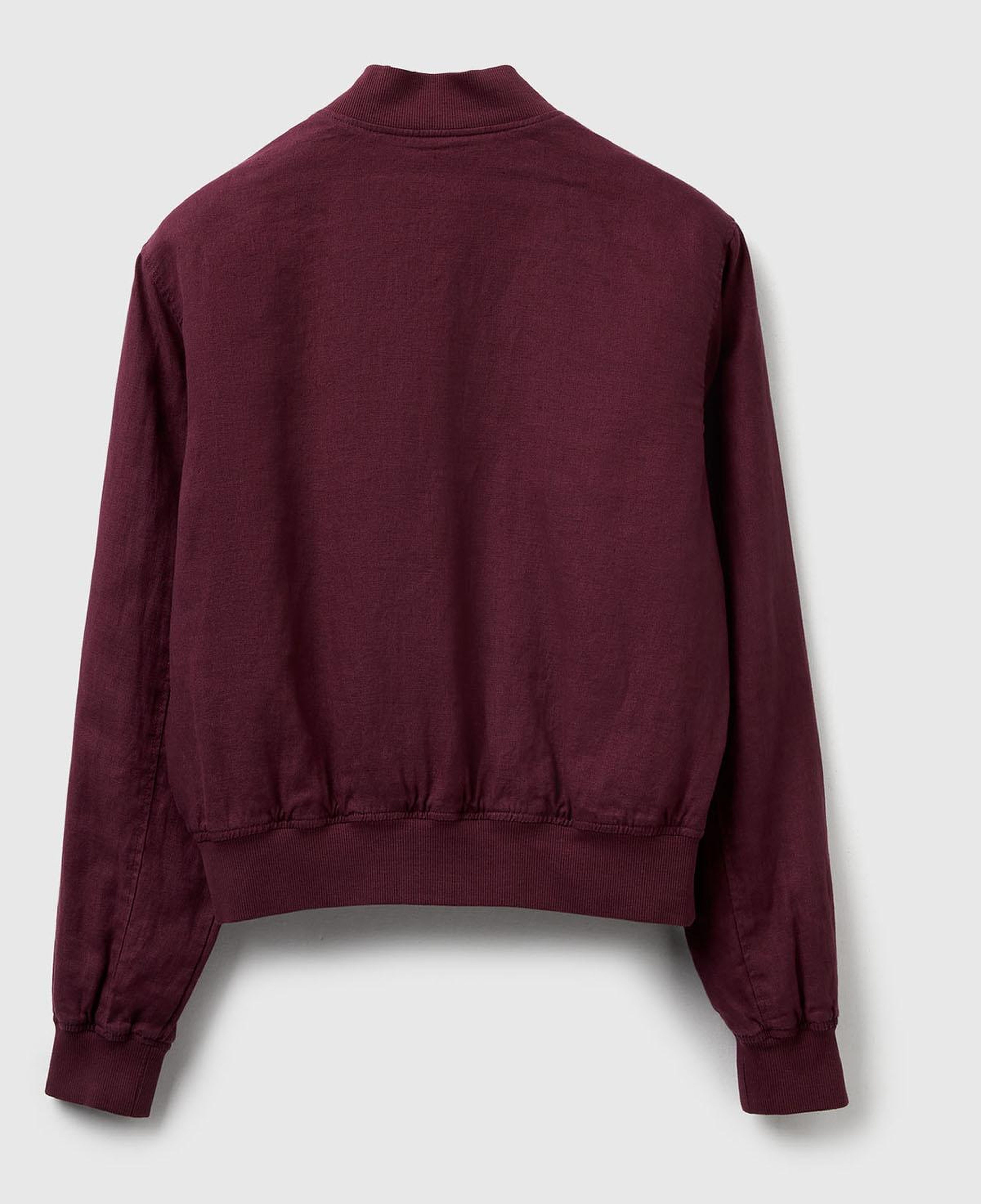 Kadın Mürdüm %100 Keten Bomber Ceket