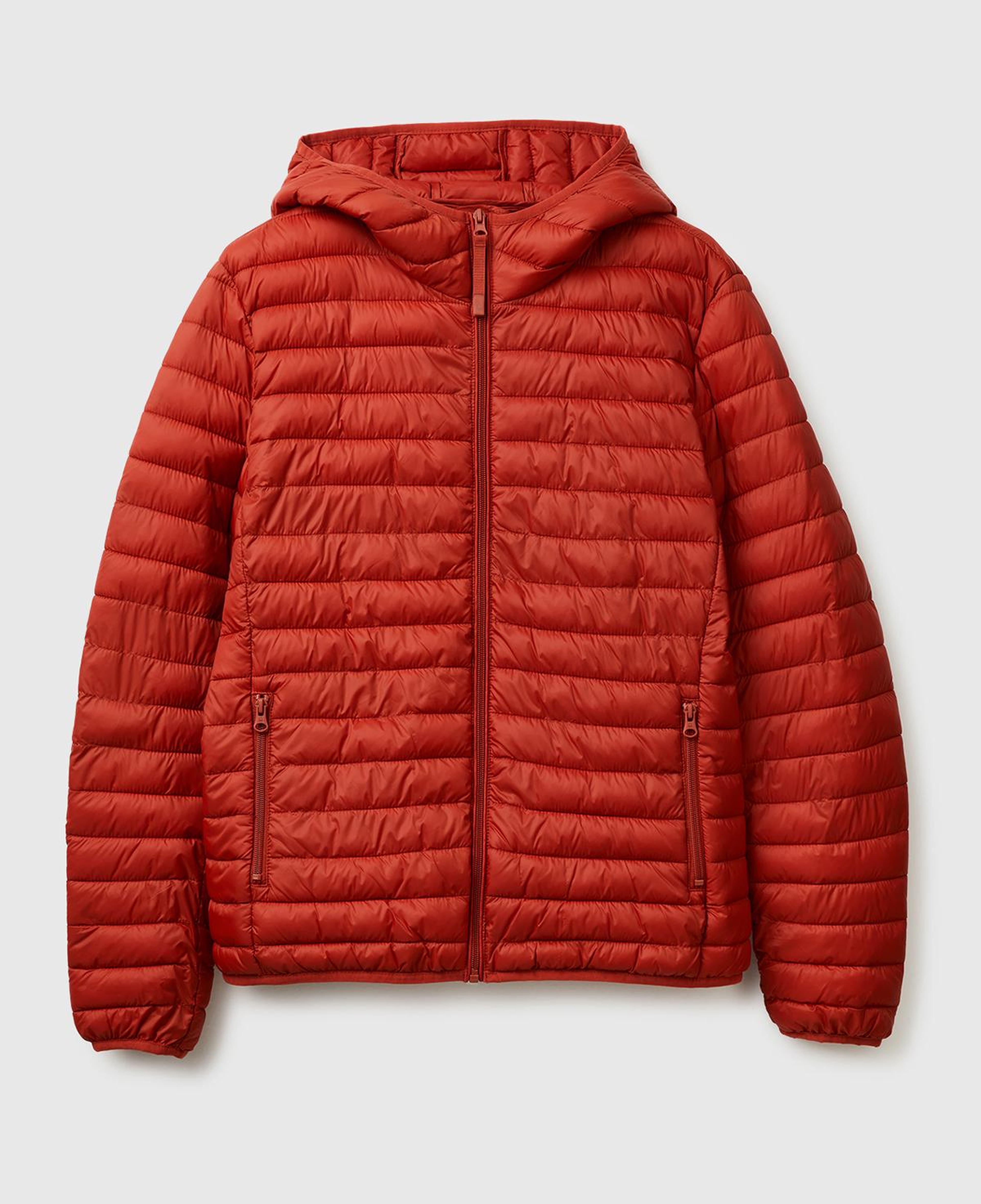 Erkek Kırmızı Regular Fit Kapüşonlu Puffer Mont
