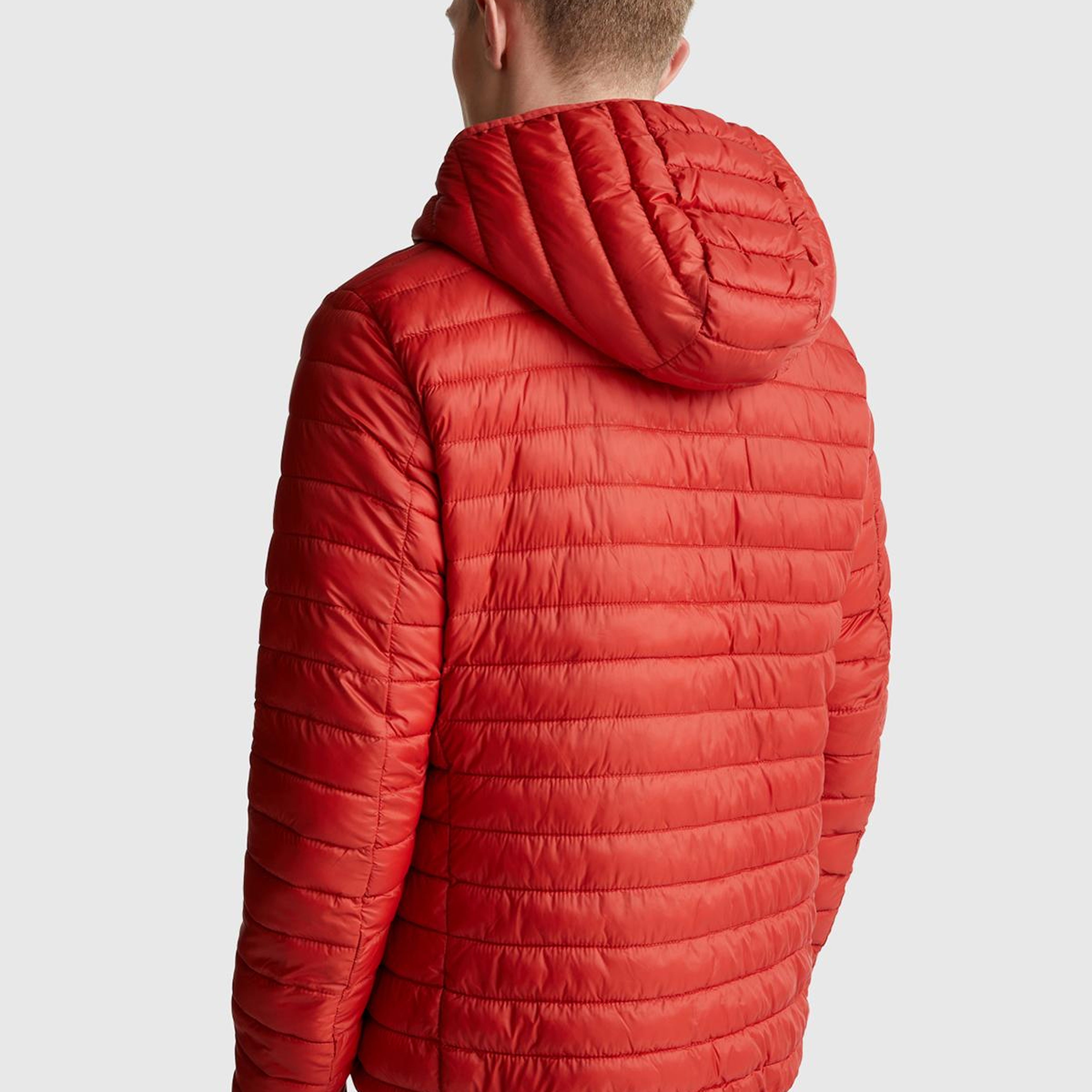Erkek Kırmızı Regular Fit Kapüşonlu Puffer Mont