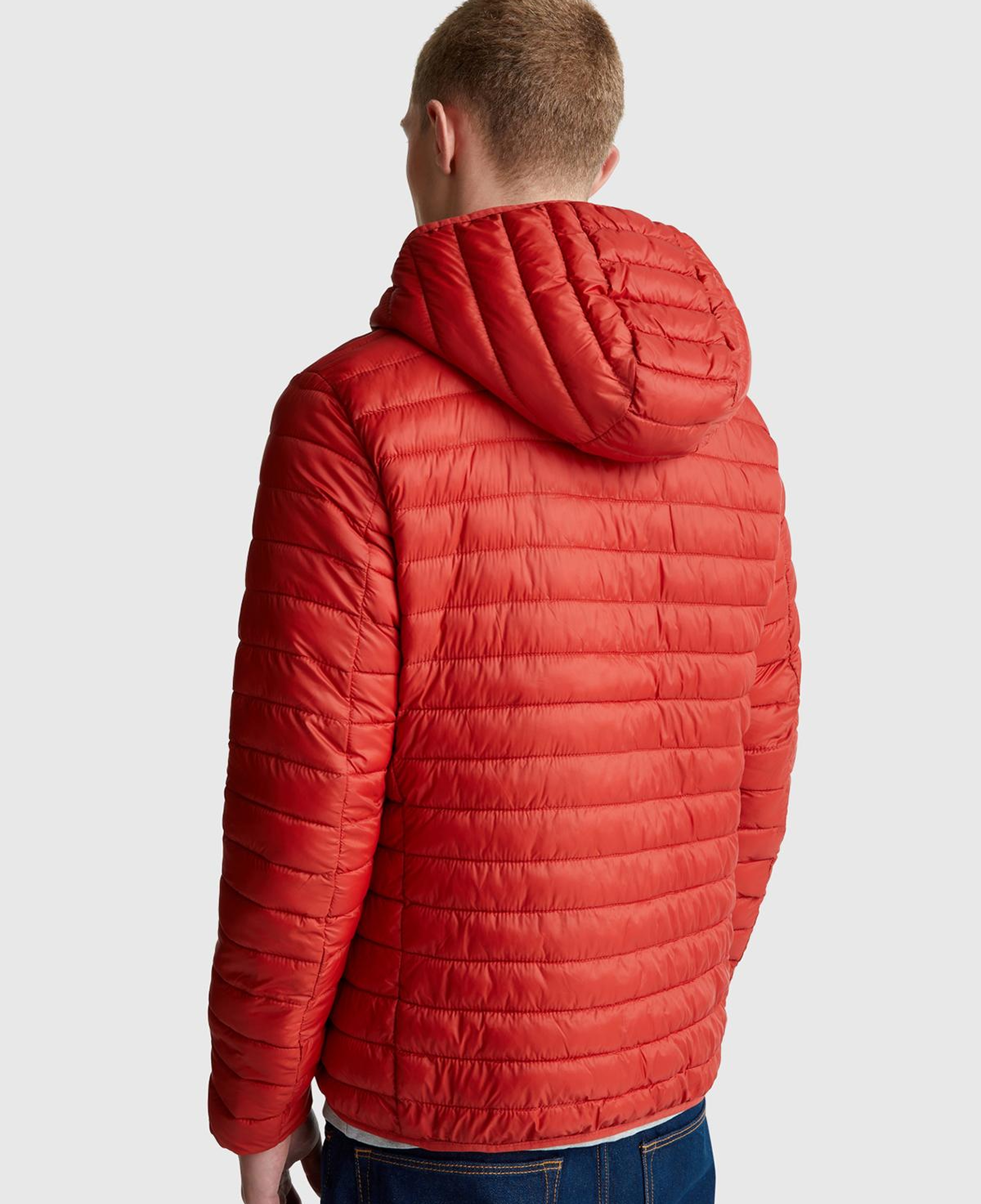 Erkek Kırmızı Regular Fit Kapüşonlu Puffer Mont