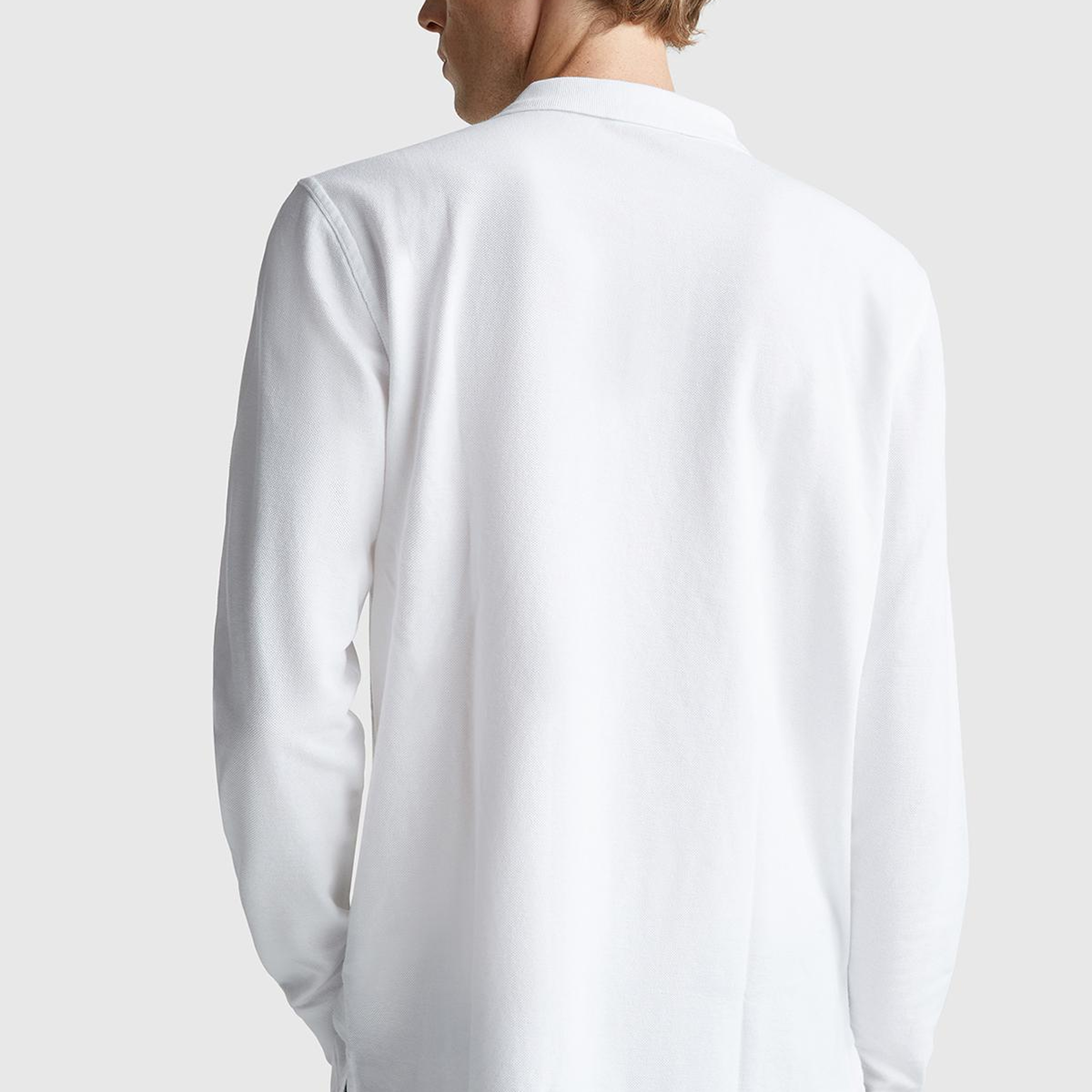Erkek Beyaz Uzun Kol Polo T-Shirt