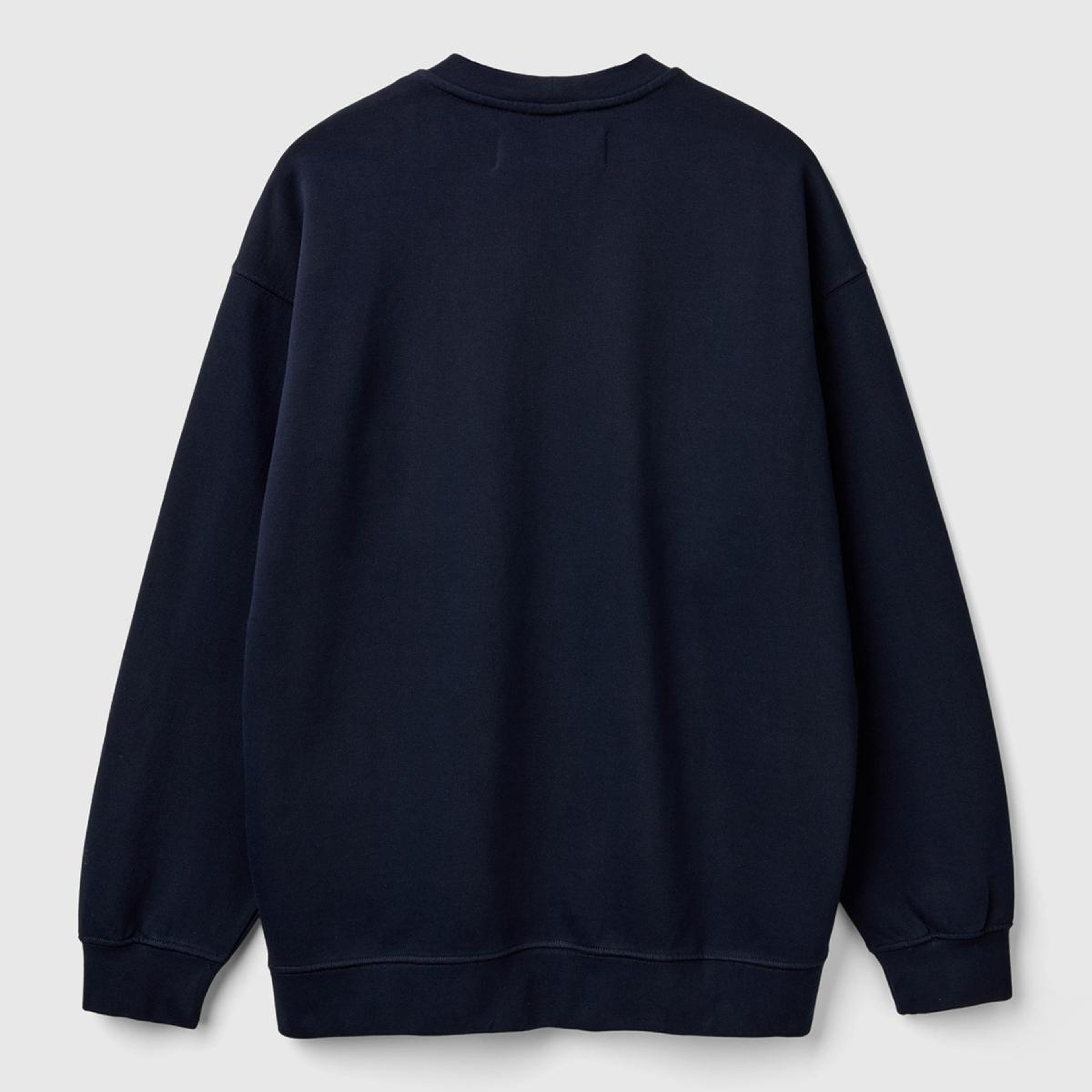 Erkek Lacivert %100 Pamuk Önü Logo İşlemeli Bisiklet Yaka Sweatshirt
